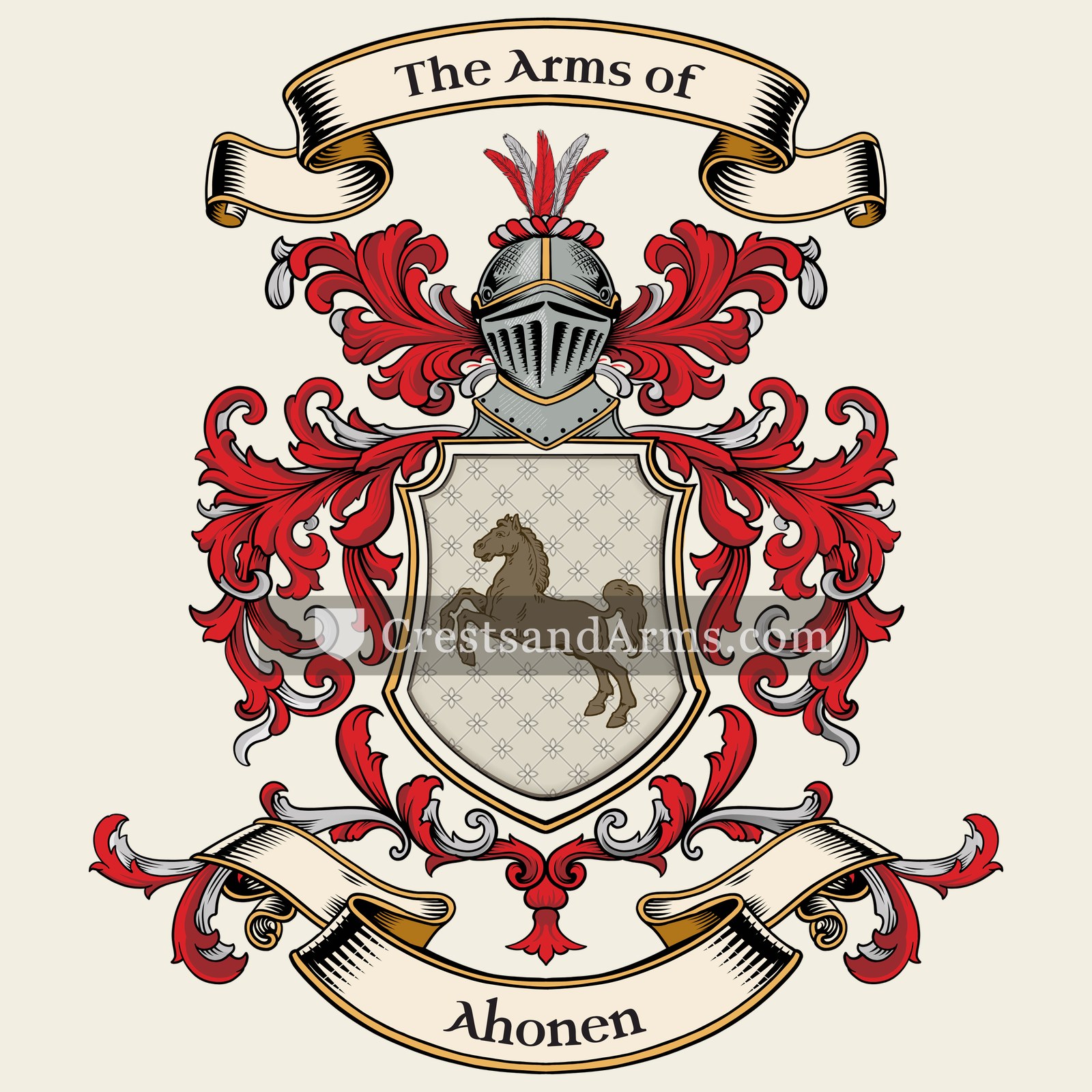The Ahonen coat of arms, drawn from the recorded blazon