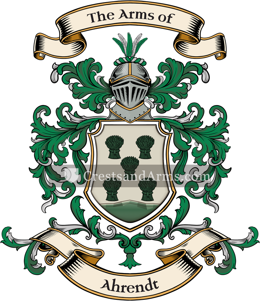 The Ahrendt coat of arms, drawn from the recorded blazon