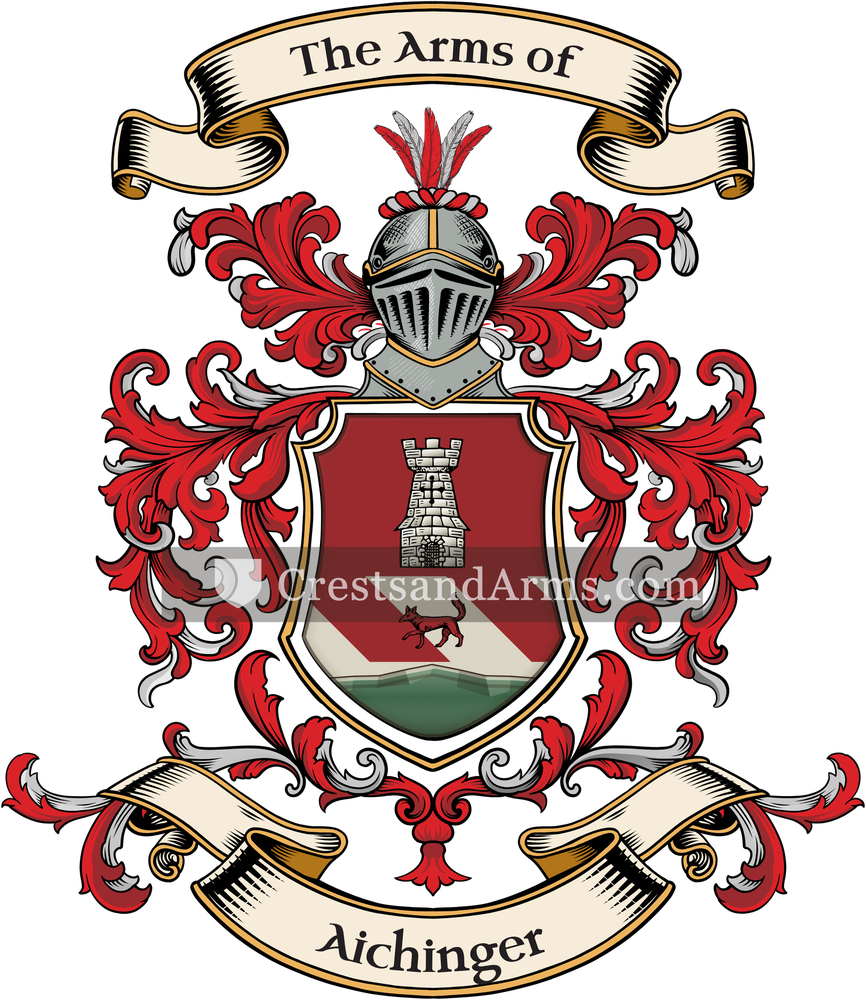 The Aichinger coat of arms, drawn from the recorded blazon