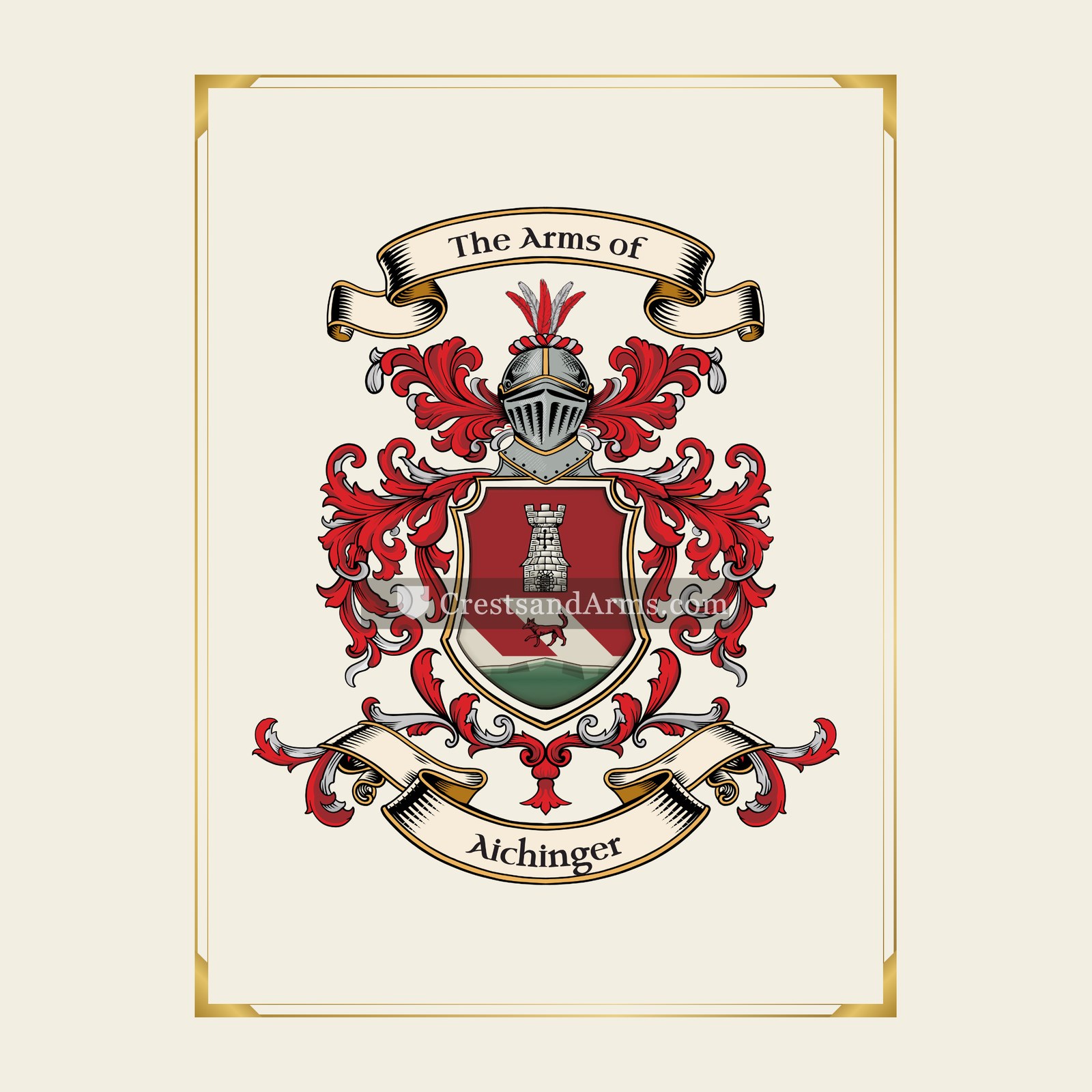With gold border