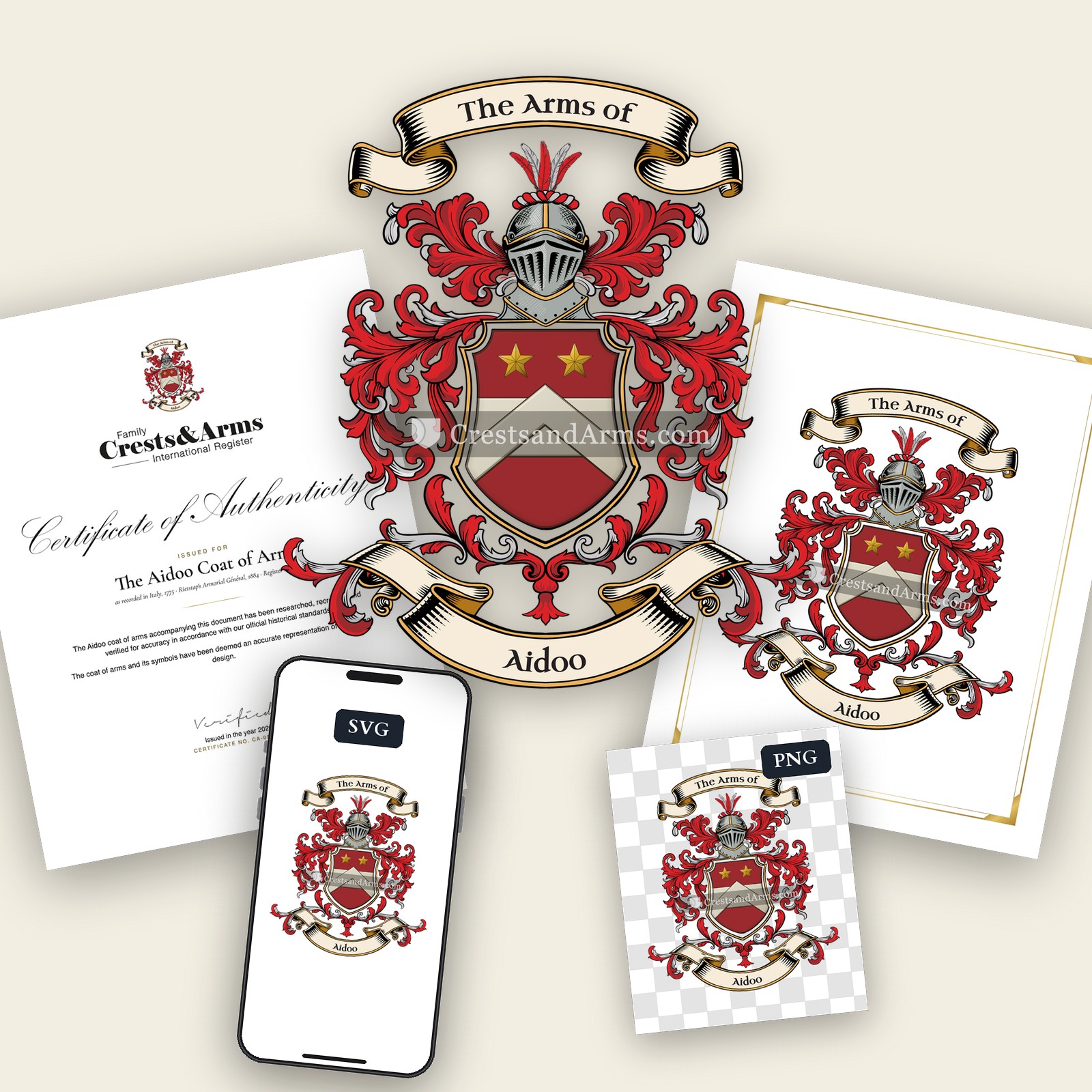 The Aidoo arms on the coat of arms — digital pack