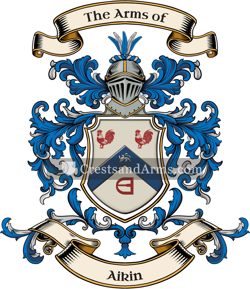 The Aikin coat of arms, drawn from the recorded blazon