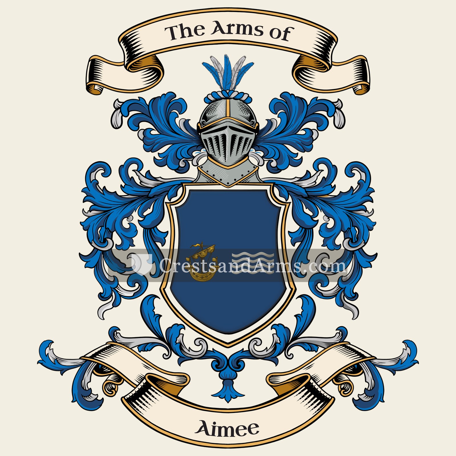 The Aimee coat of arms, drawn from the recorded blazon