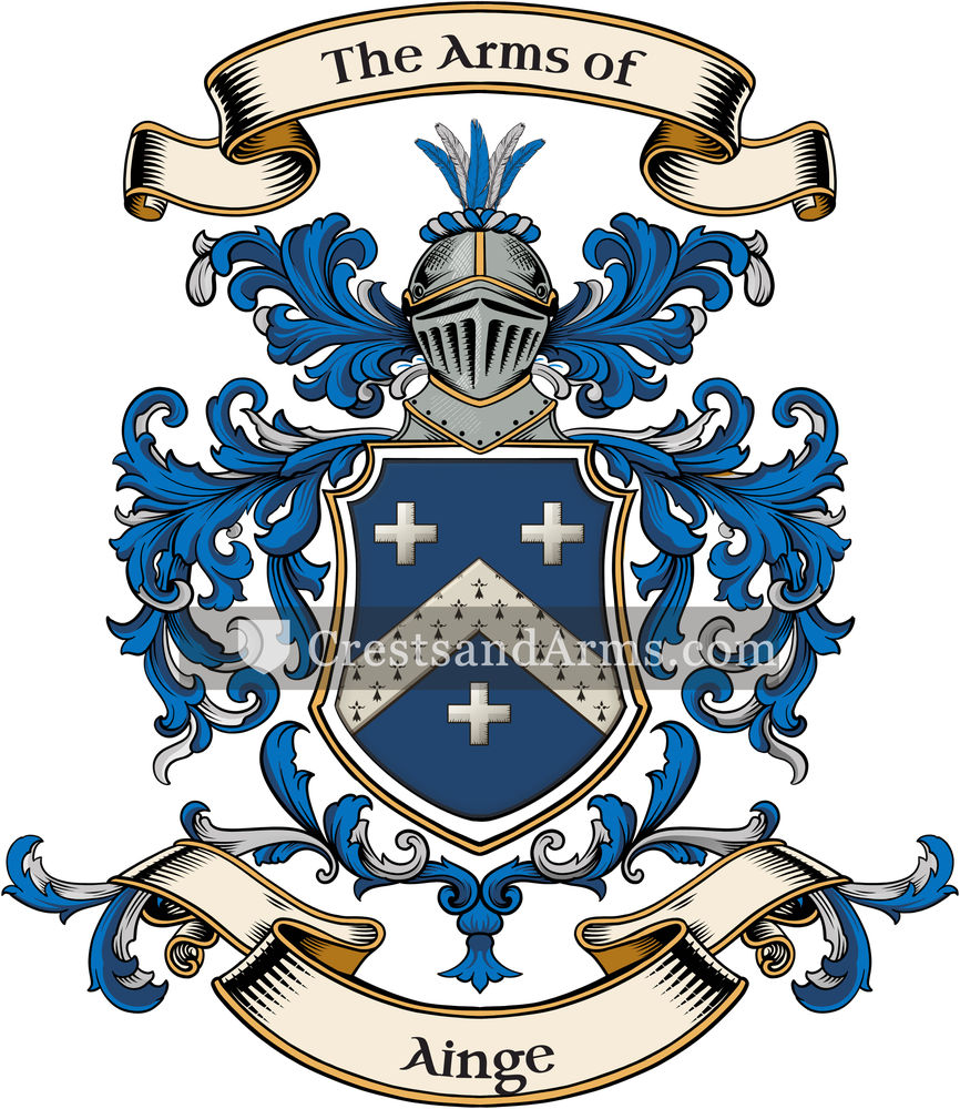 The Ainge coat of arms, drawn from the recorded blazon