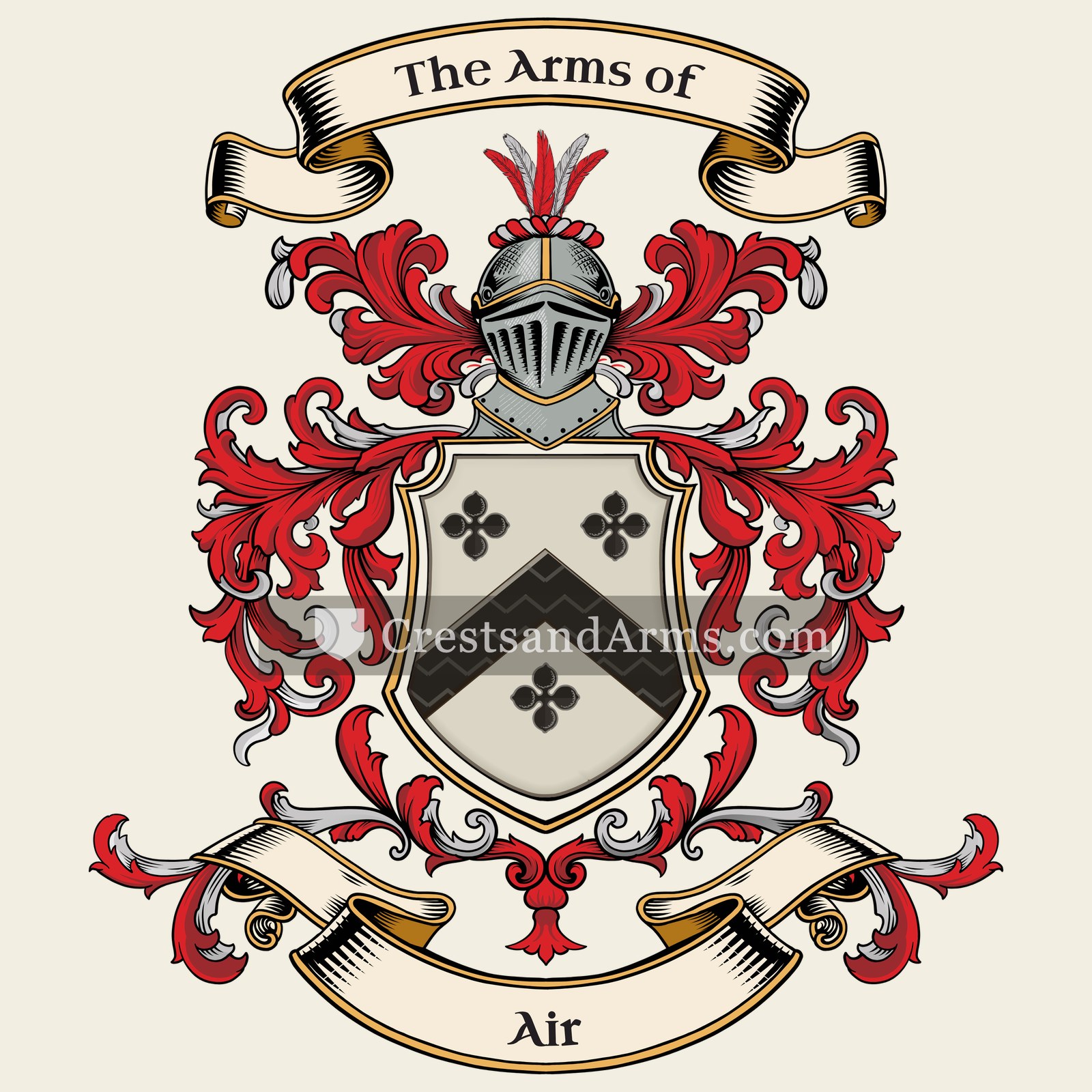 The Air coat of arms, drawn from the recorded blazon