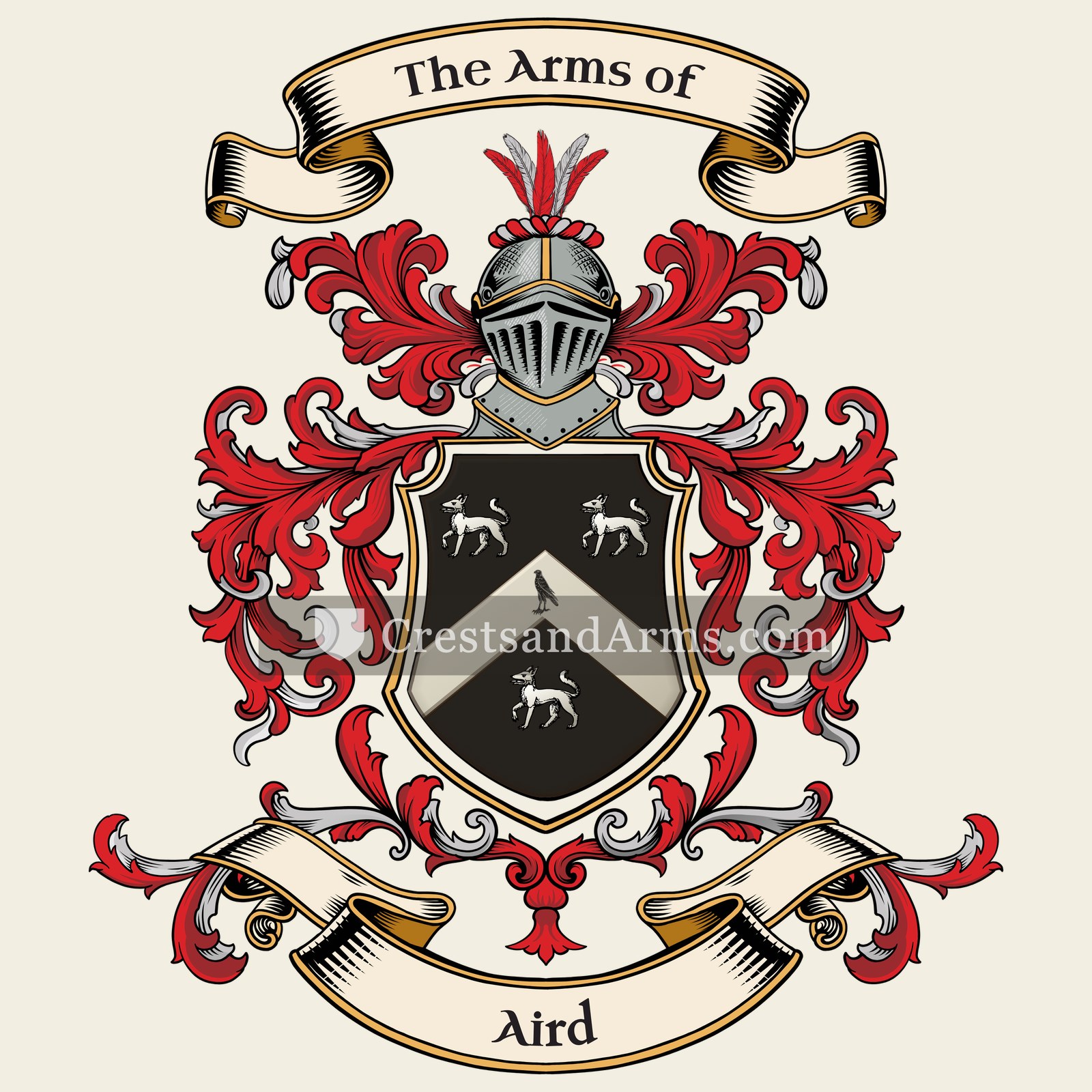The Aird coat of arms, drawn from the recorded blazon