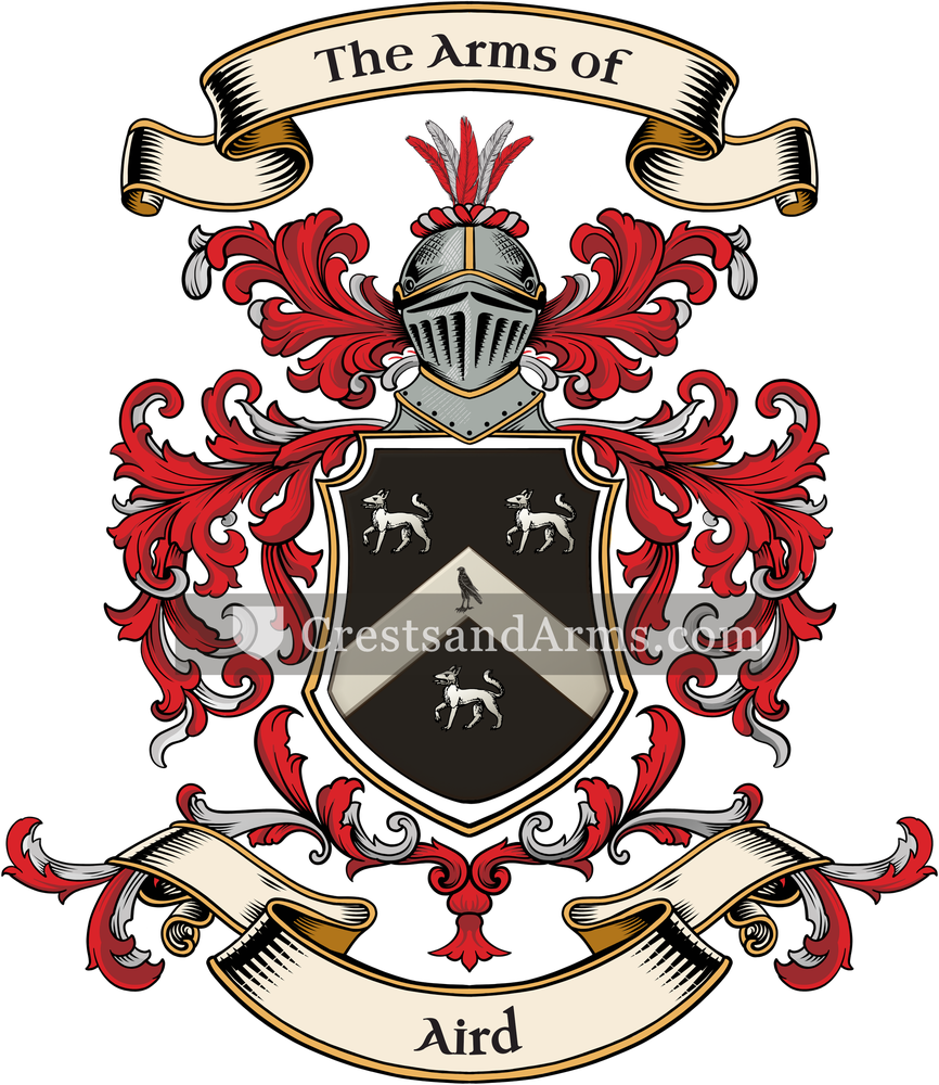 The Aird coat of arms, drawn from the recorded blazon