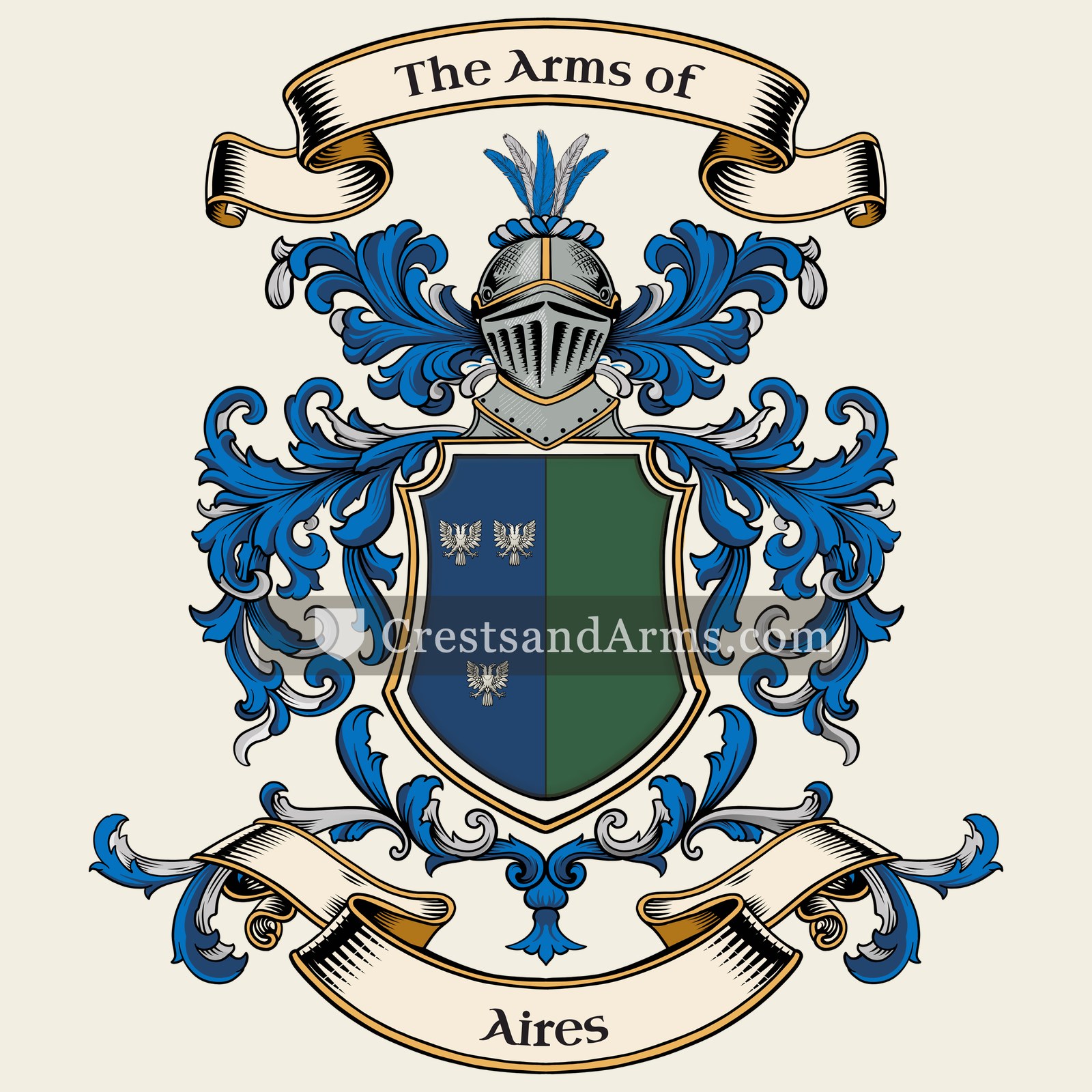 The Aires coat of arms, drawn from the recorded blazon