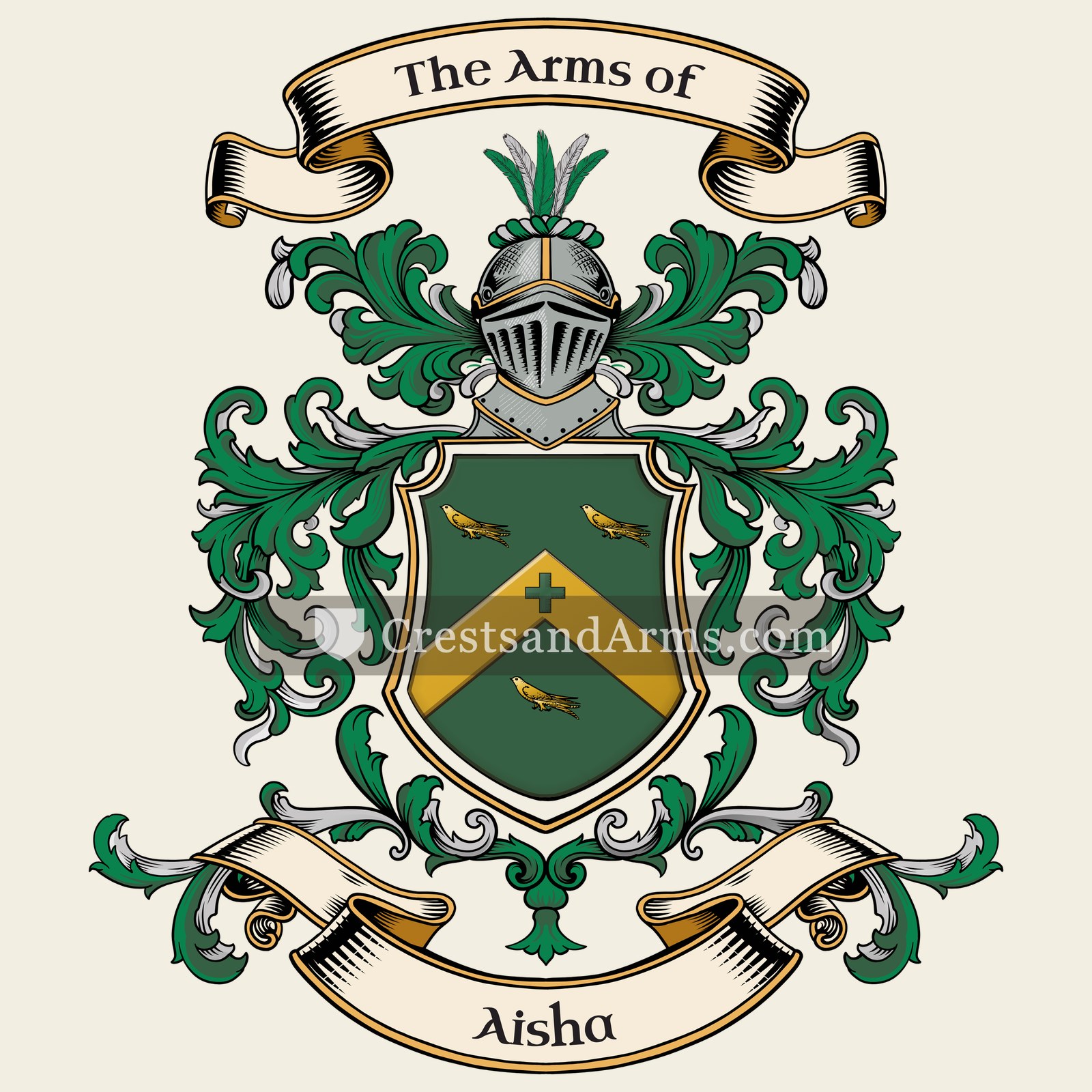The Aisha coat of arms, drawn from the recorded blazon