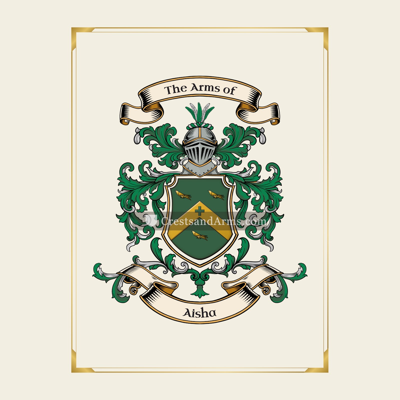 With gold border