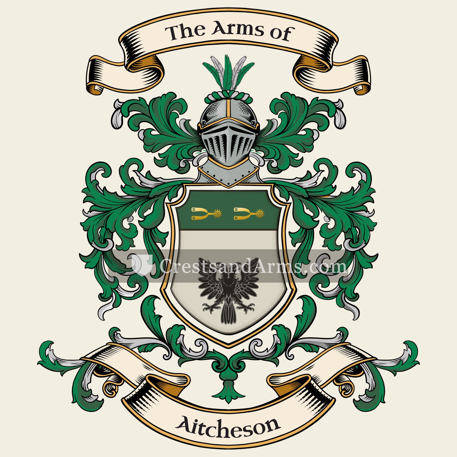 The Aitcheson coat of arms, drawn from the recorded blazon