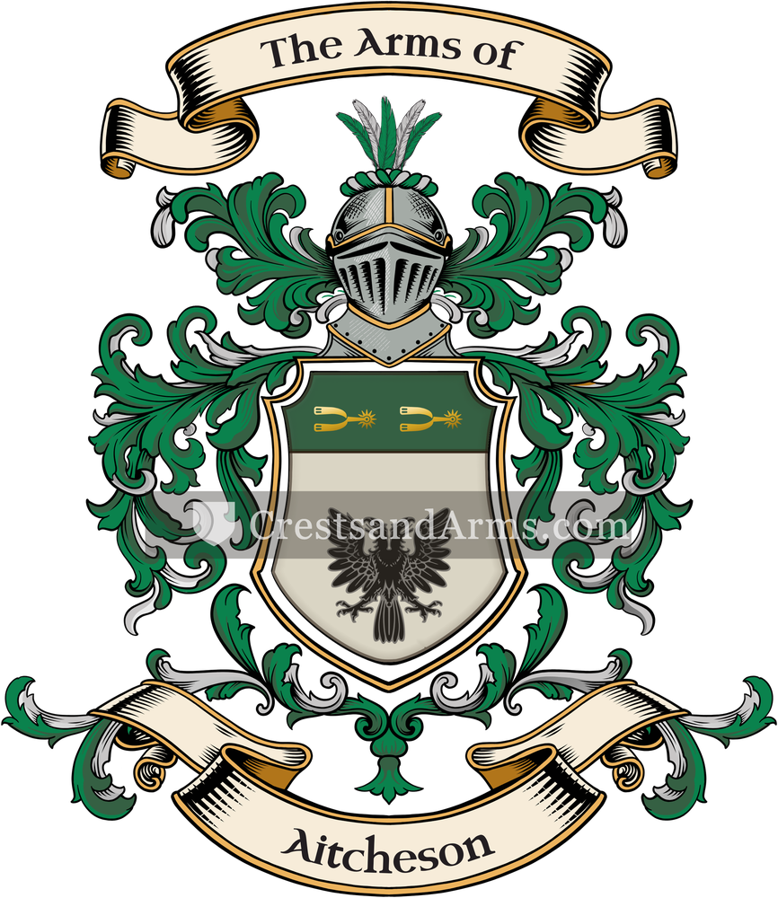 The Aitcheson coat of arms, drawn from the recorded blazon