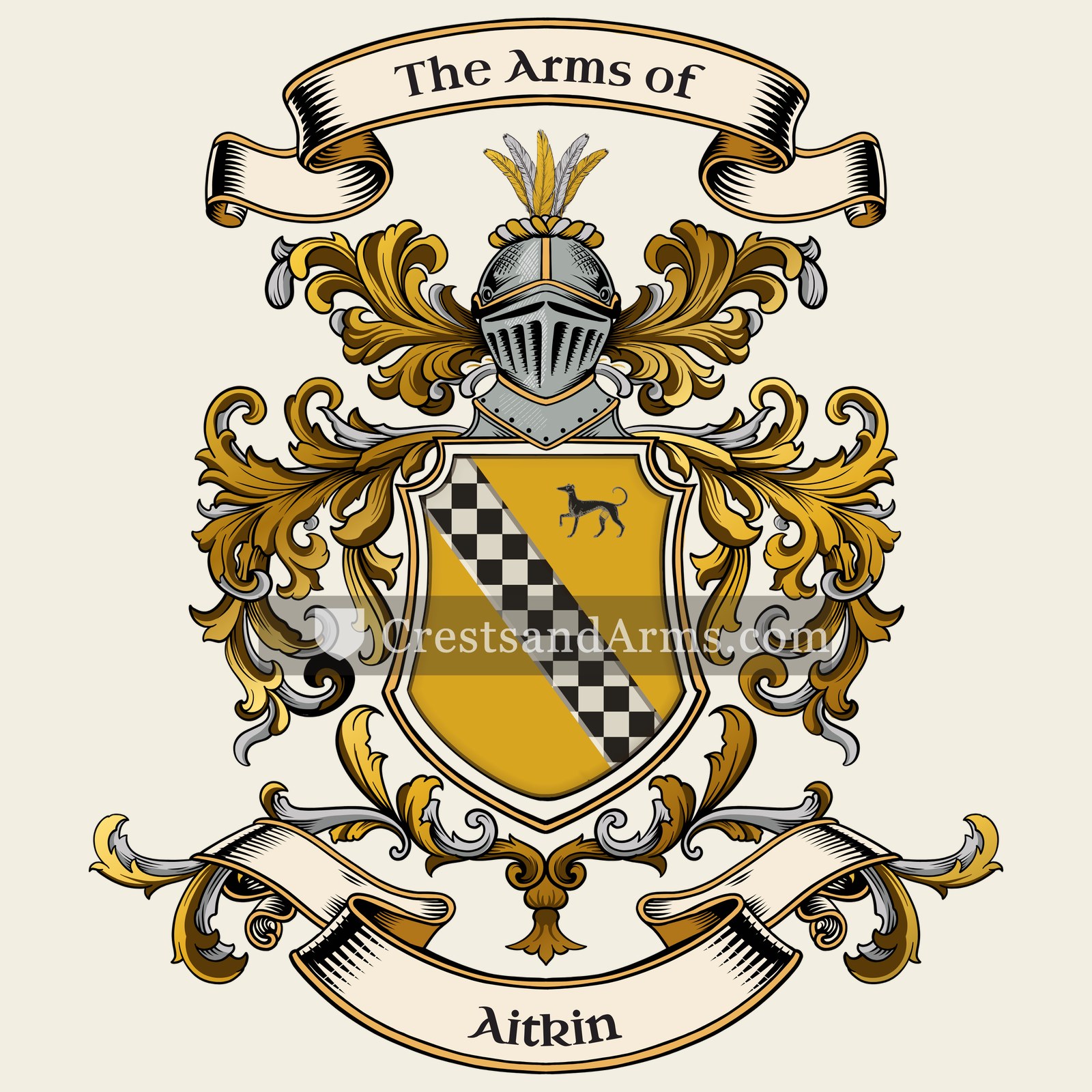 The Aitkin coat of arms, drawn from the recorded blazon