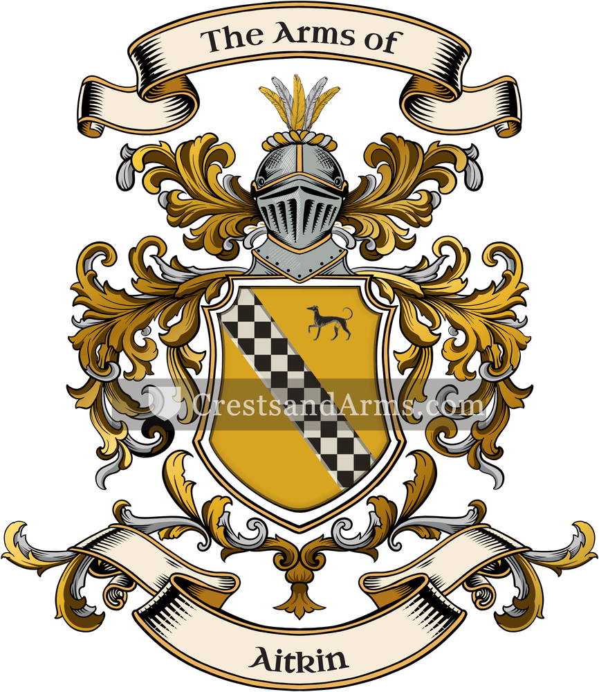 The Aitkin coat of arms, drawn from the recorded blazon