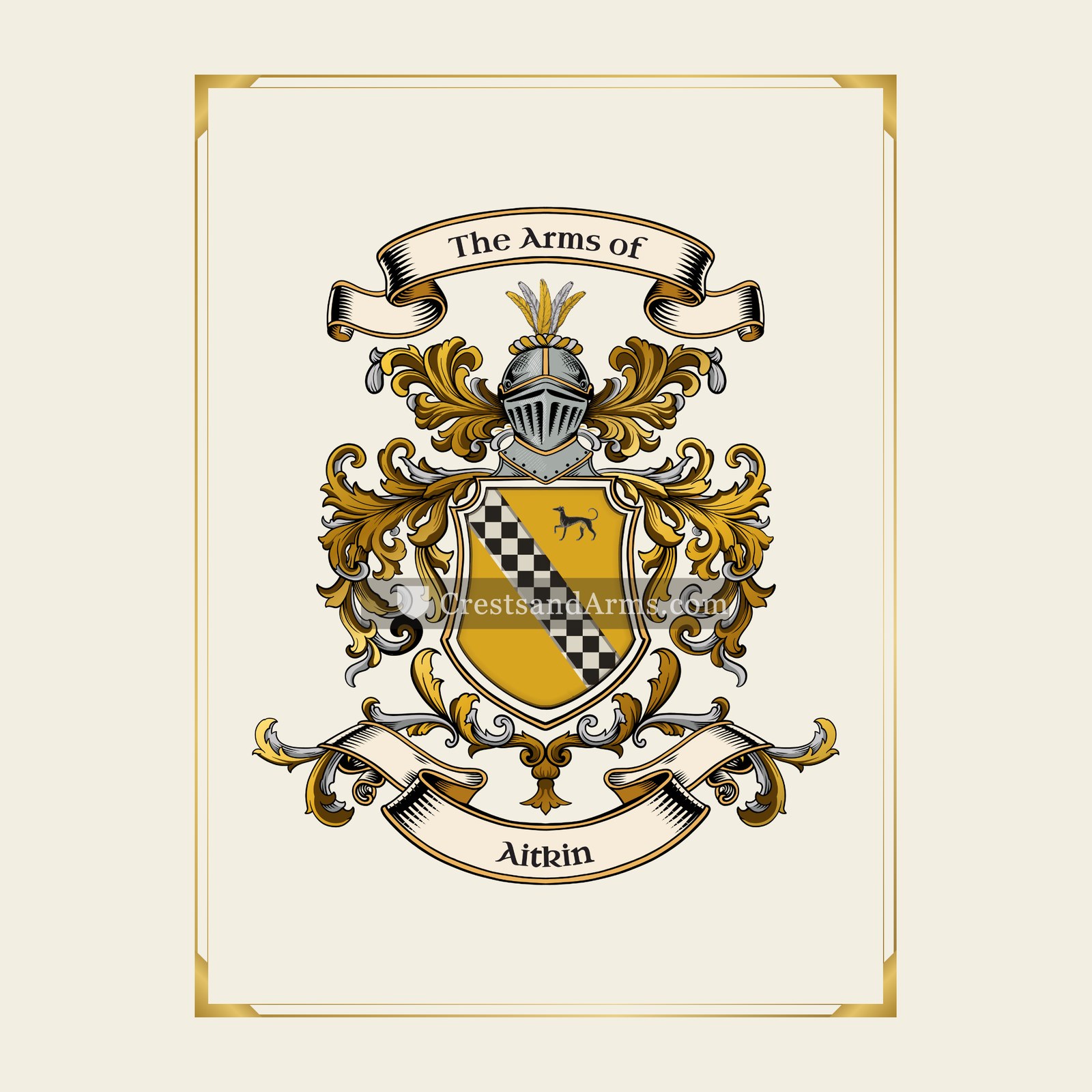 With gold border