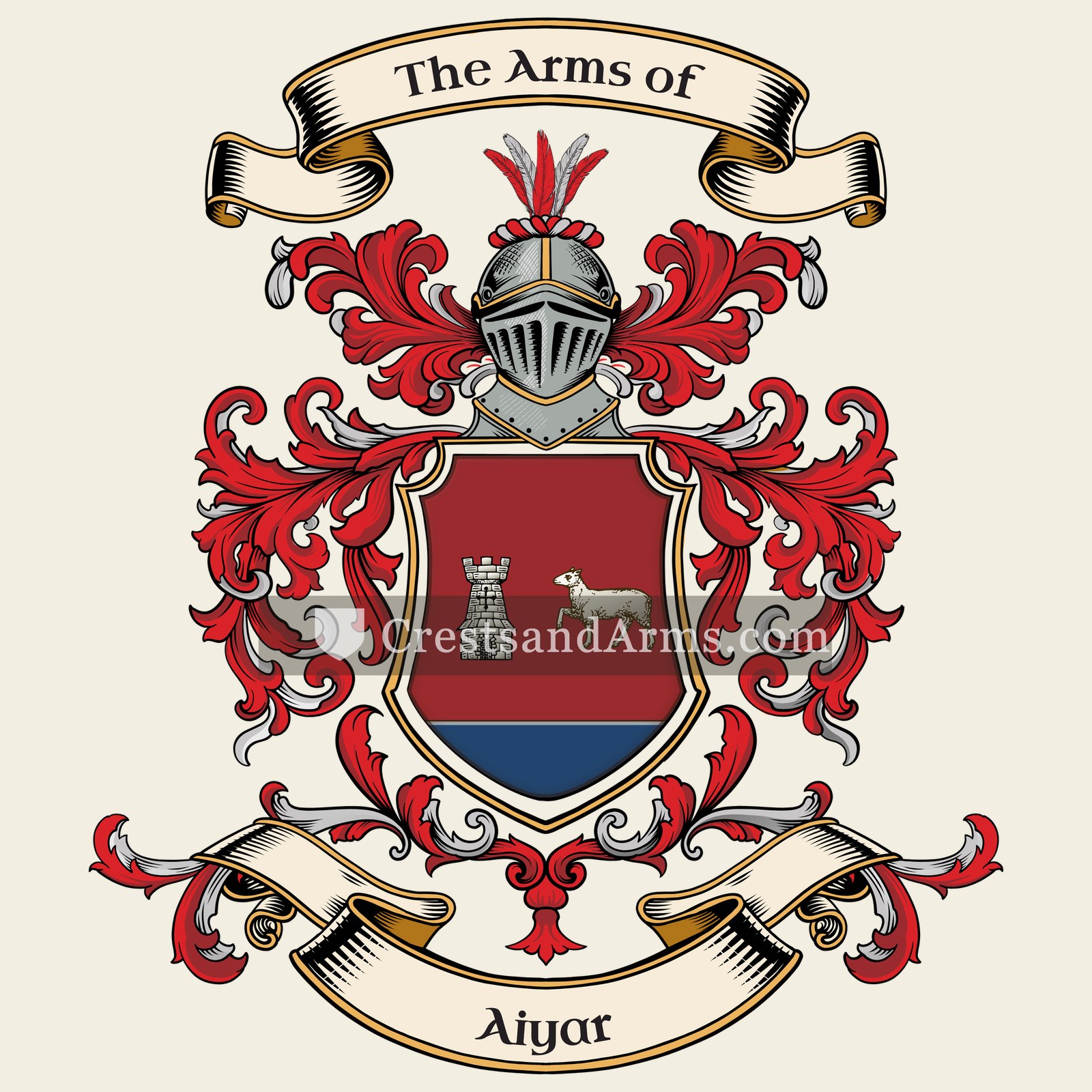 The Aiyar coat of arms, drawn from the recorded blazon