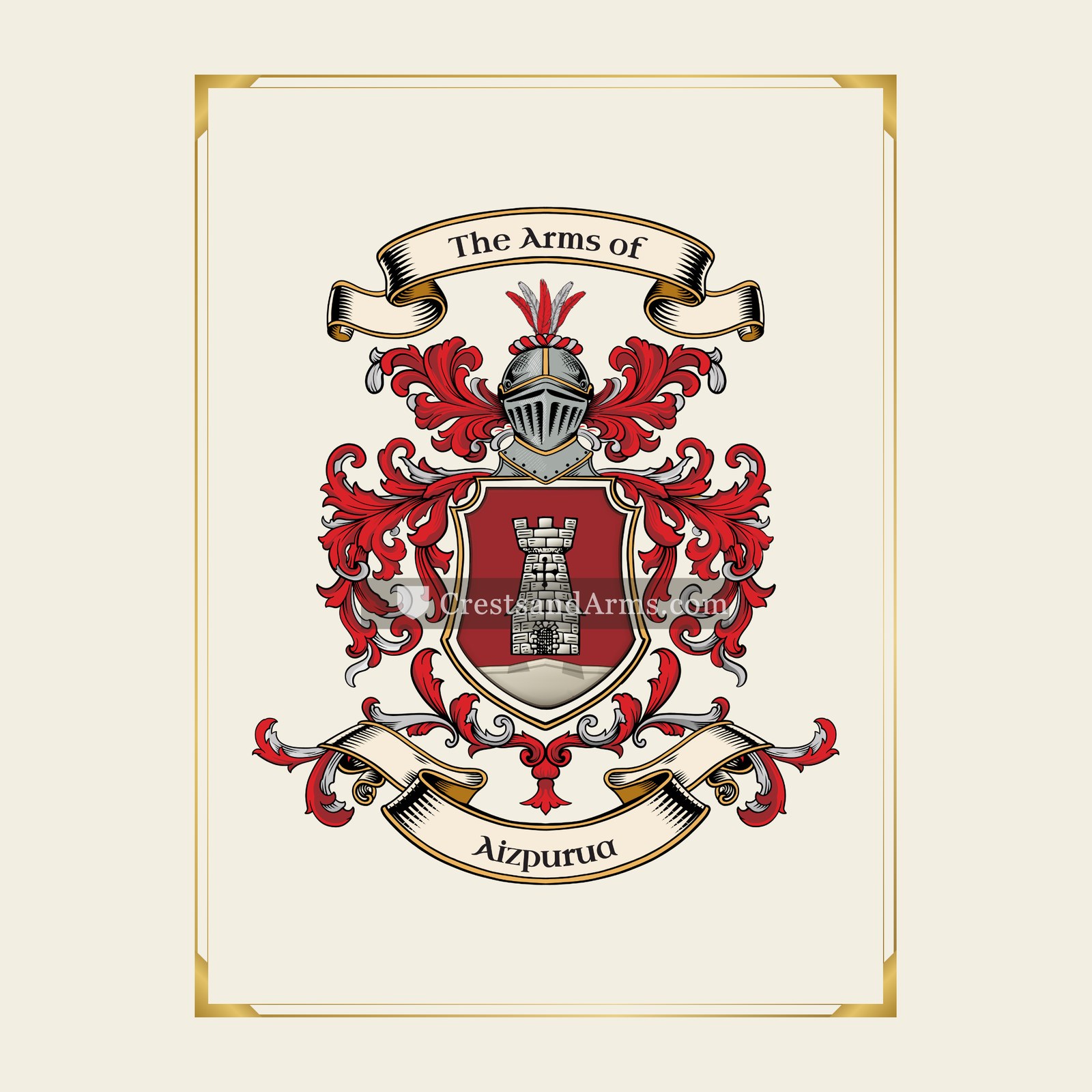 With gold border