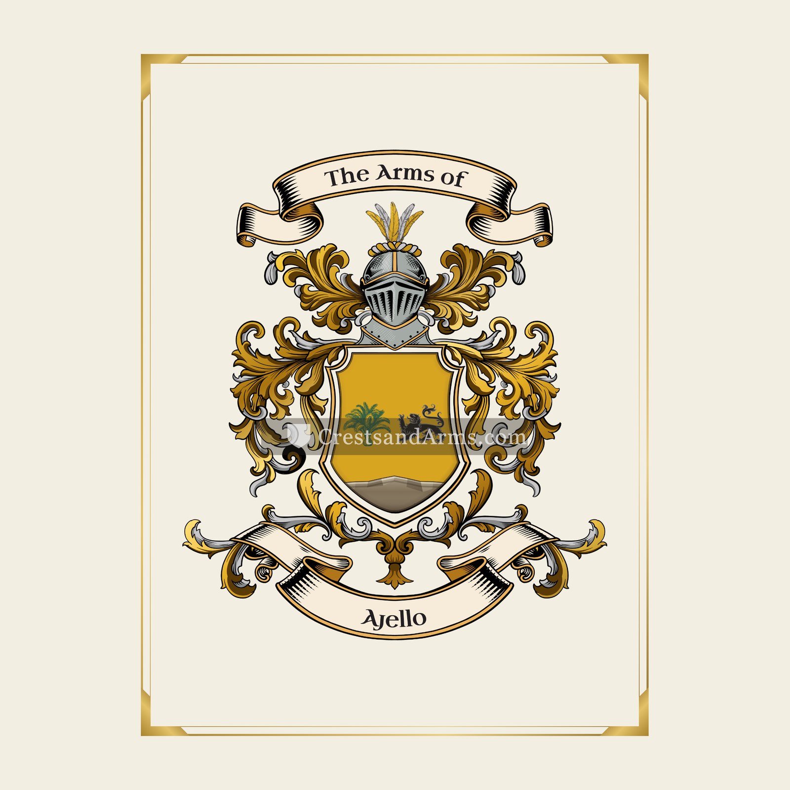 With gold border