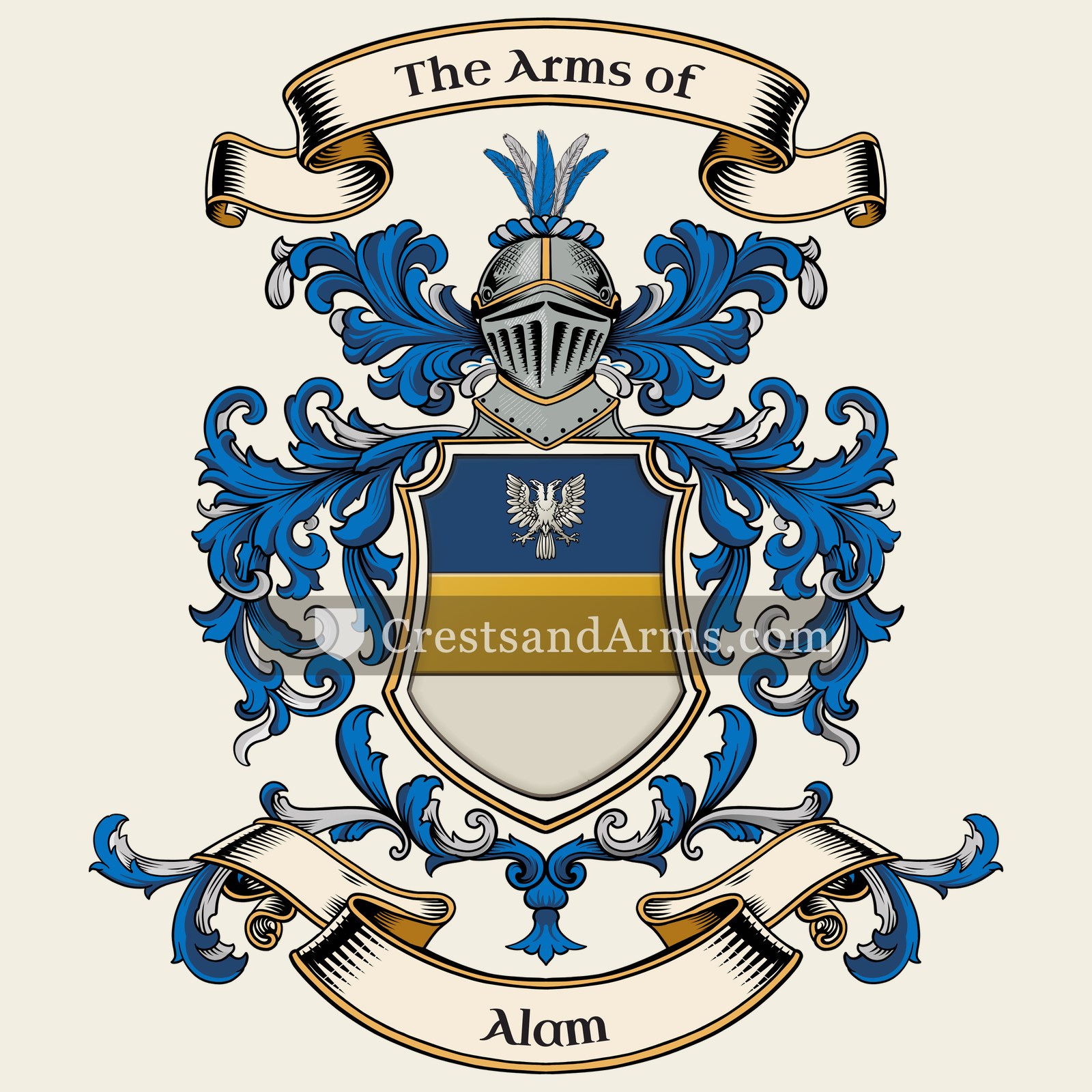 The Alam coat of arms, drawn from the recorded blazon