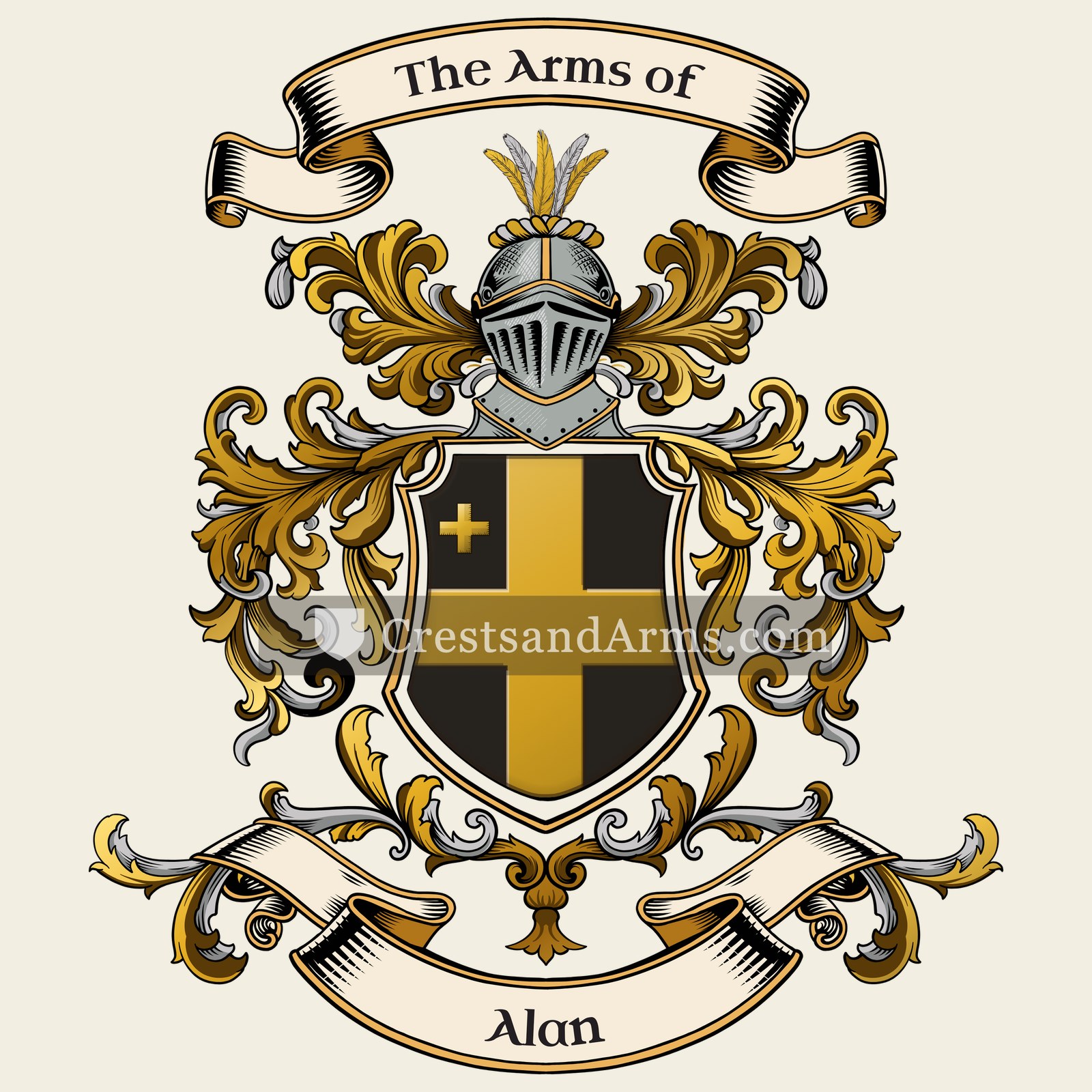 The Alan coat of arms, drawn from the recorded blazon