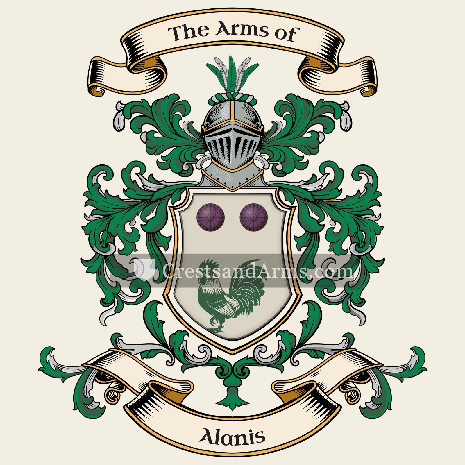 The Alanis coat of arms, drawn from the recorded blazon
