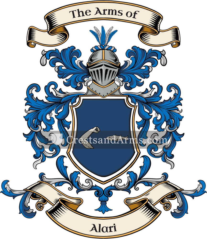 The Alari coat of arms, drawn from the recorded blazon
