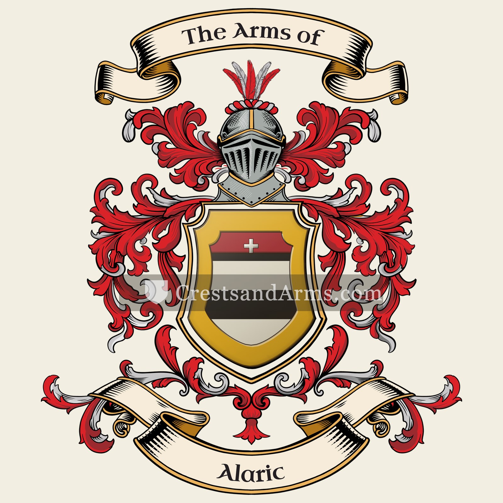 The Alaric coat of arms, drawn from the recorded blazon
