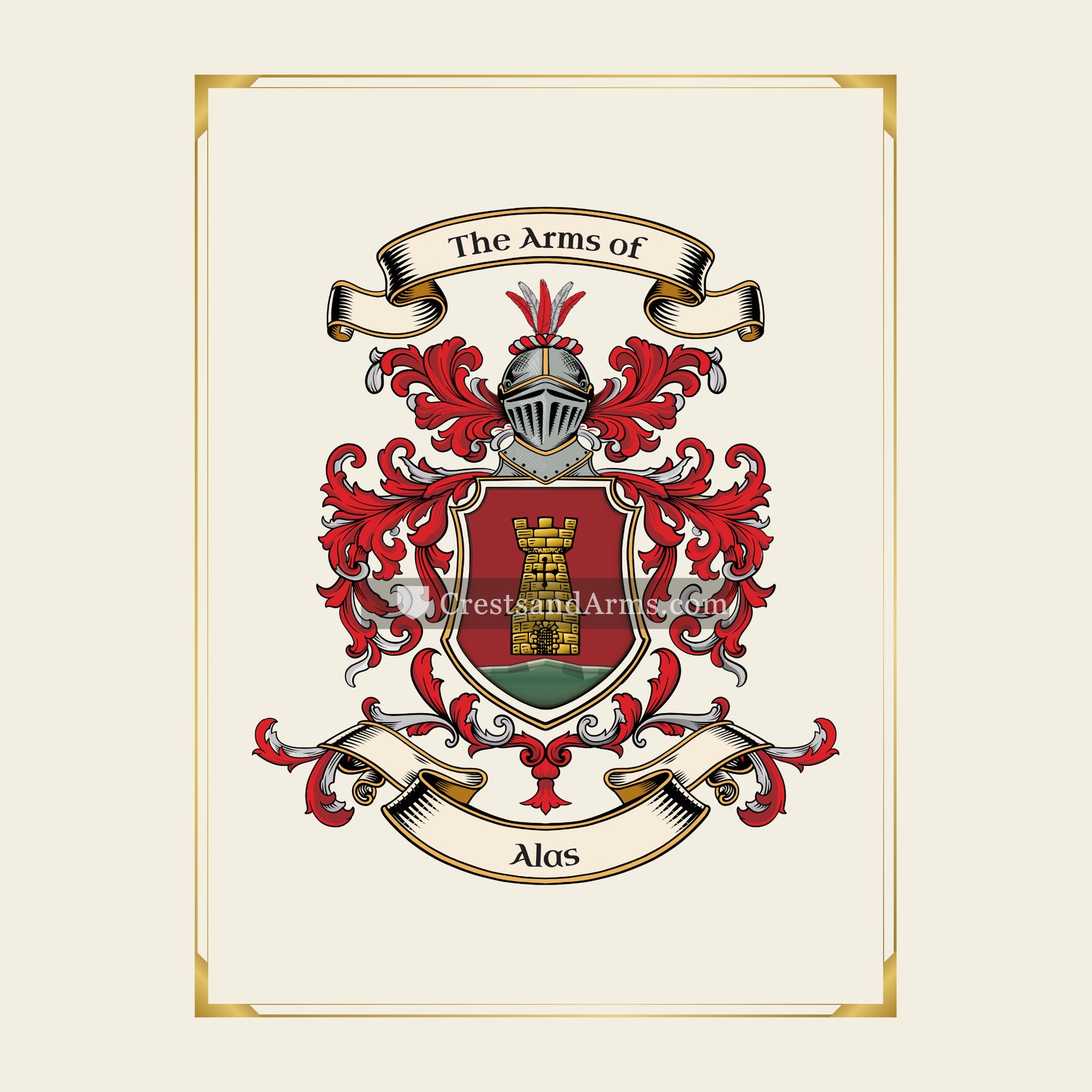 With gold border