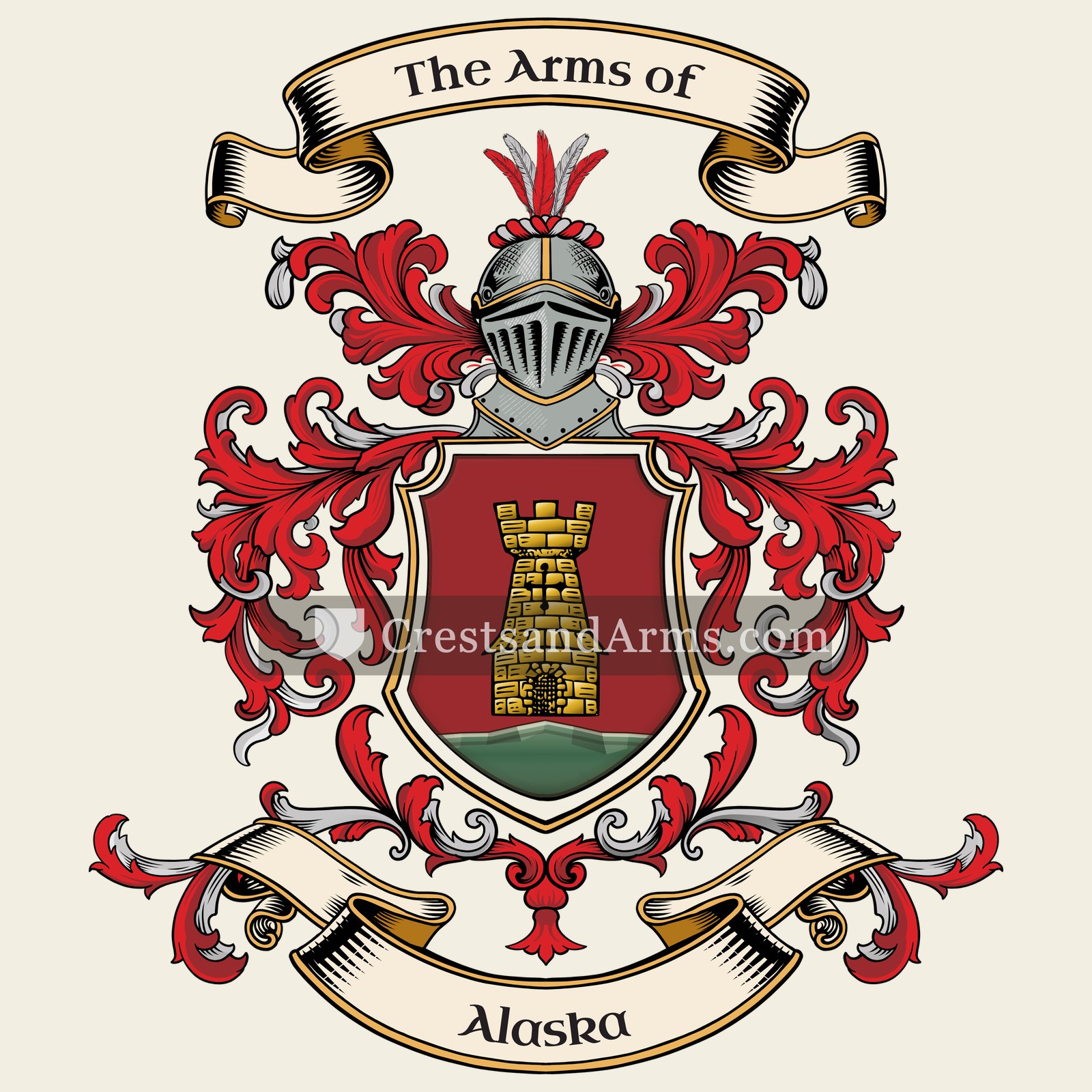 The Alaska coat of arms, drawn from the recorded blazon
