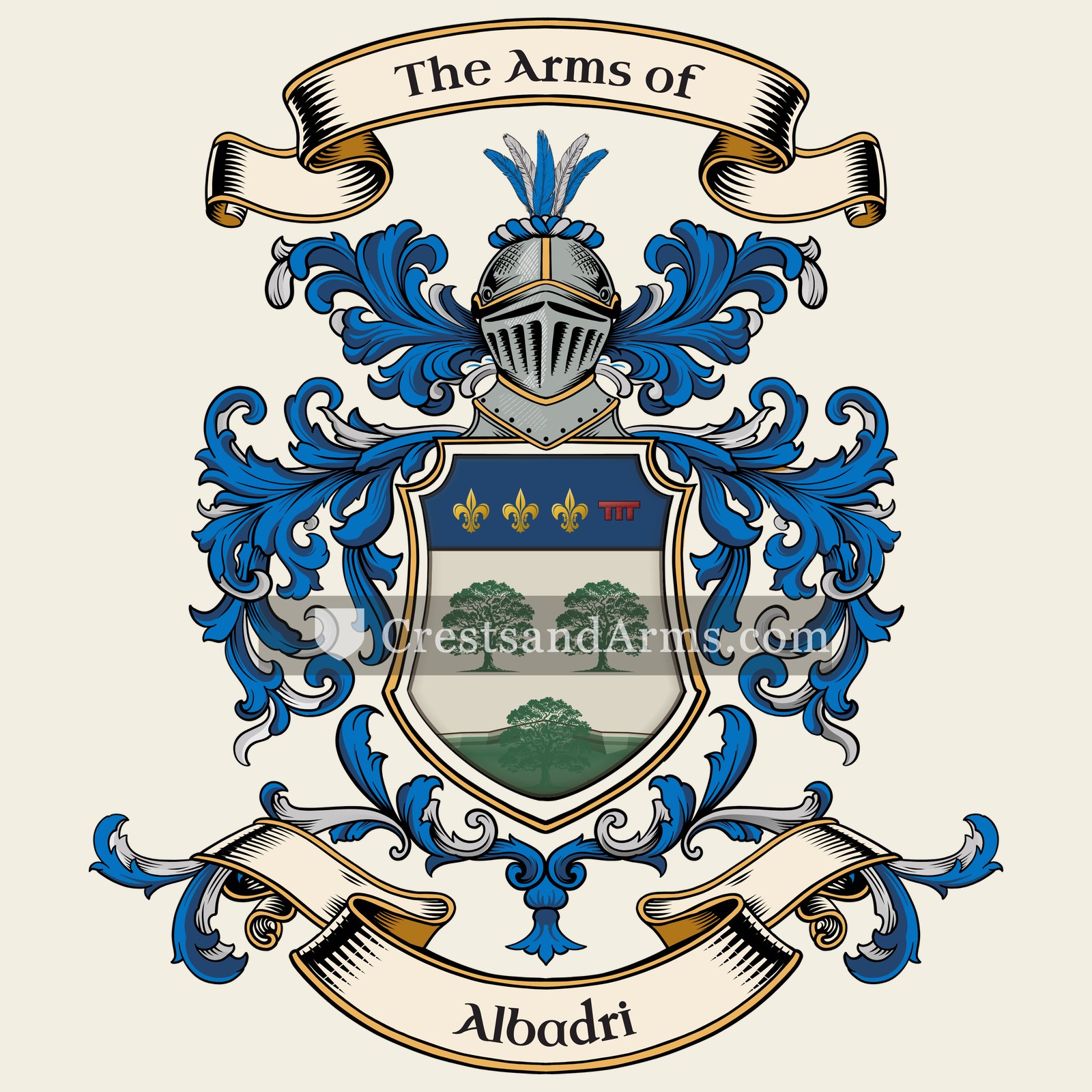 The Albadri coat of arms, drawn from the recorded blazon