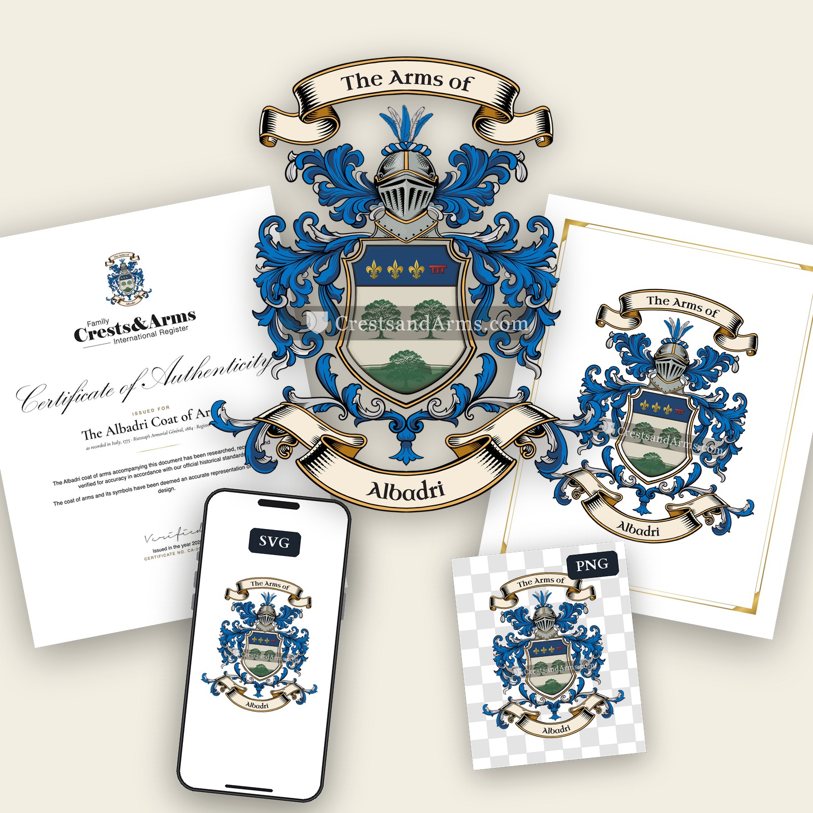 The Albadri arms on the coat of arms — digital pack