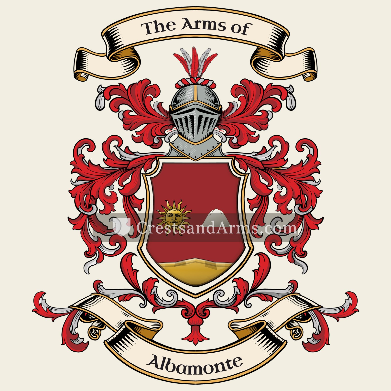 The Albamonte coat of arms, drawn from the recorded blazon