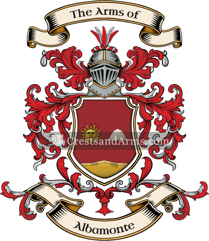 The Albamonte coat of arms, drawn from the recorded blazon
