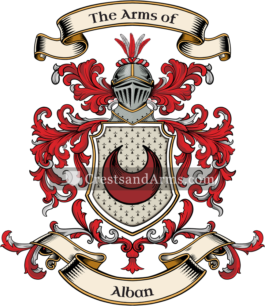 The Alban coat of arms, drawn from the recorded blazon