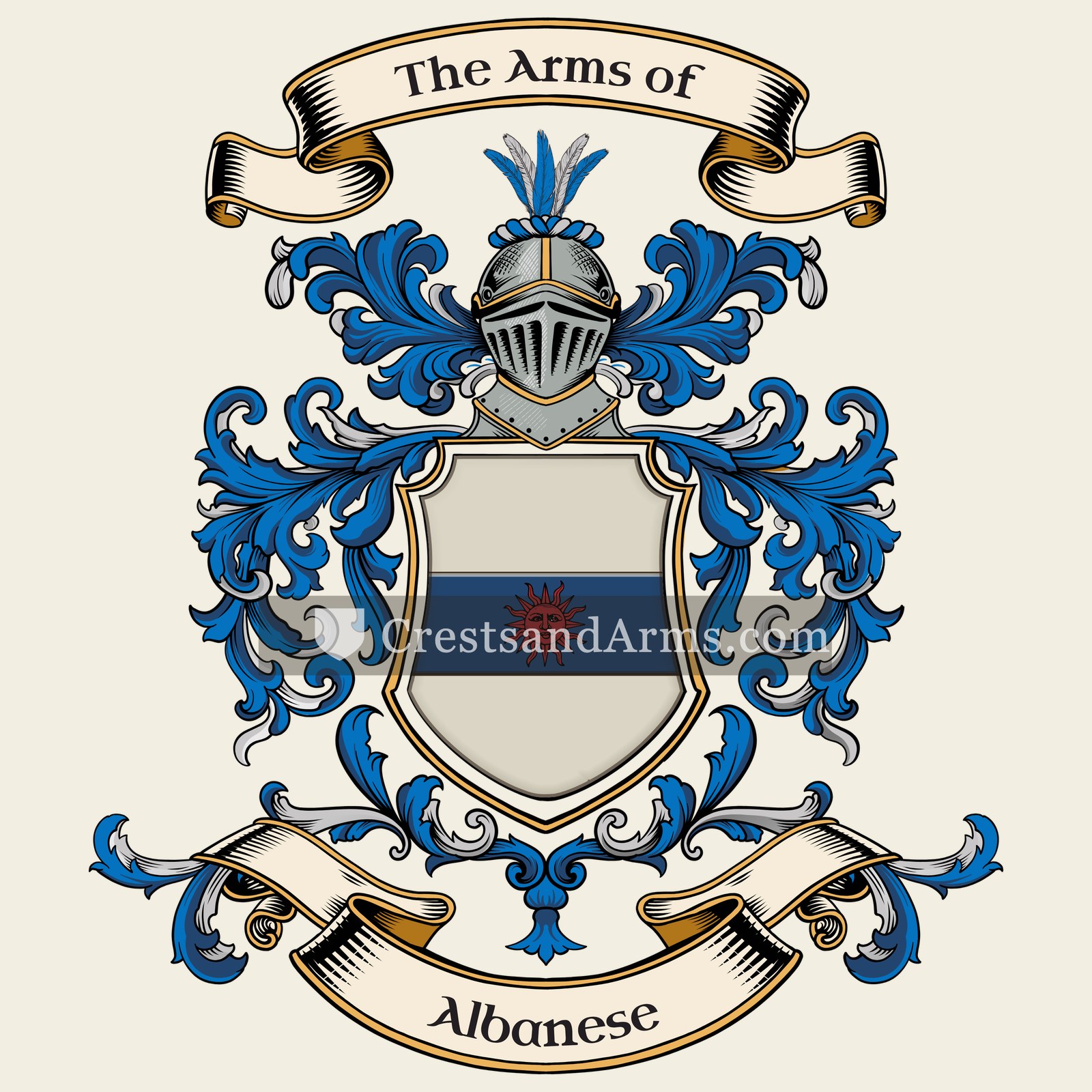 The Albanese coat of arms, drawn from the recorded blazon