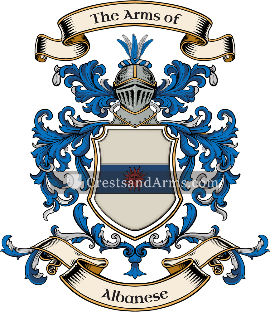 The Albanese coat of arms, drawn from the recorded blazon