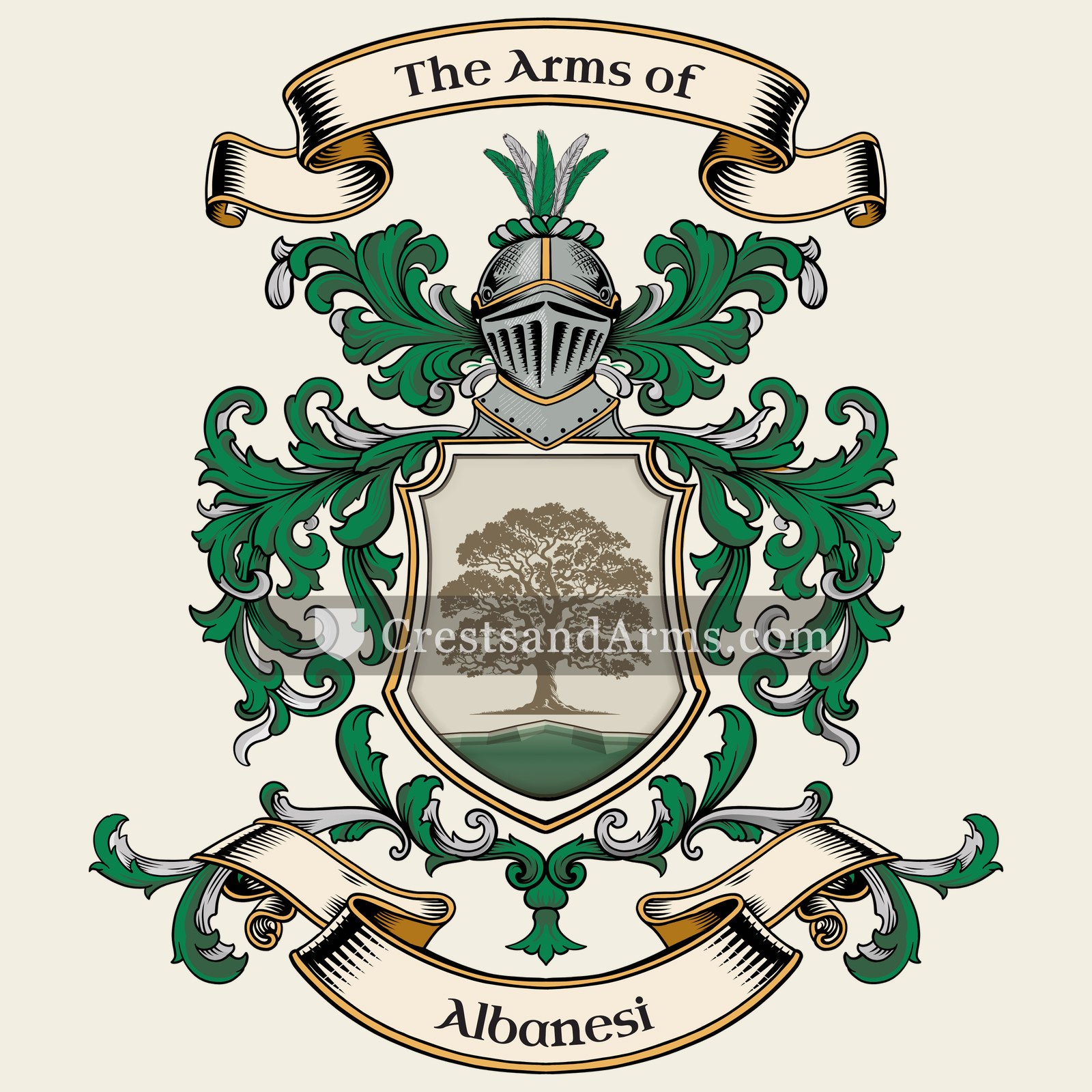 The Albanesi coat of arms, drawn from the recorded blazon