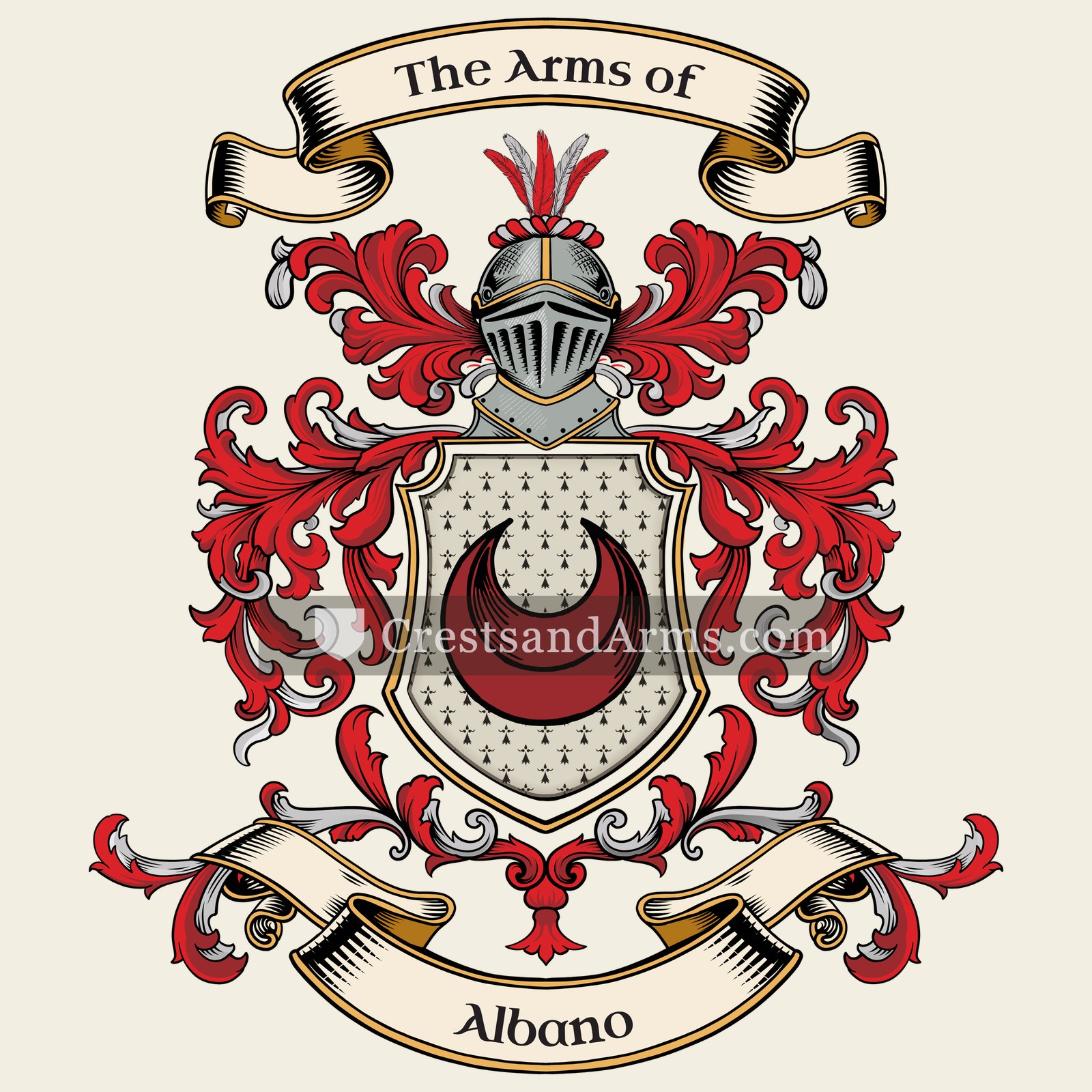 The Albano coat of arms, drawn from the recorded blazon