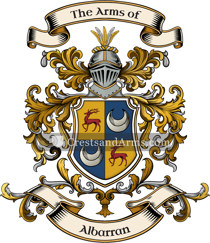 The Albarran coat of arms, drawn from the recorded blazon