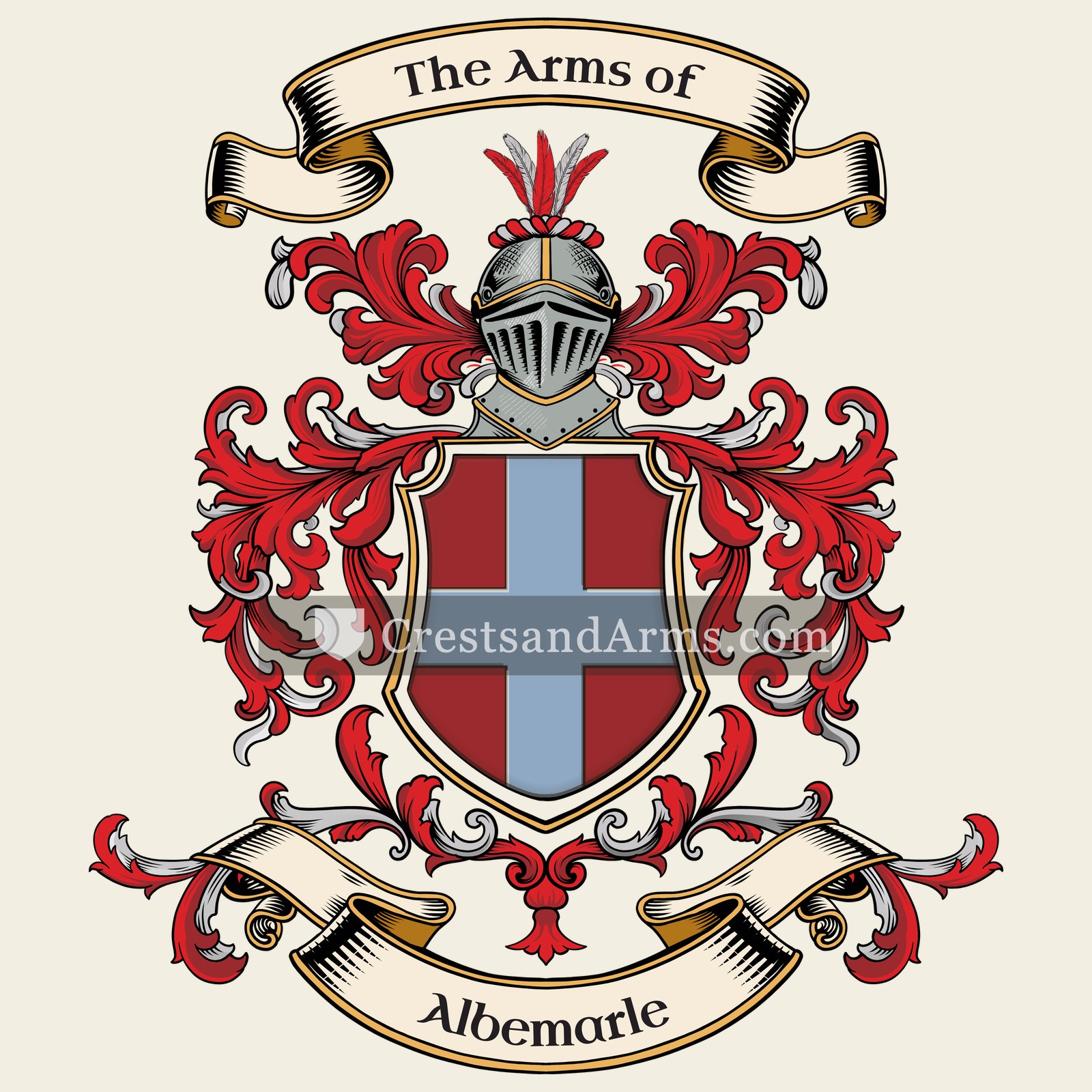 The Albemarle coat of arms, drawn from the recorded blazon