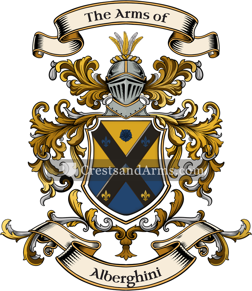The Alberghini coat of arms, drawn from the recorded blazon