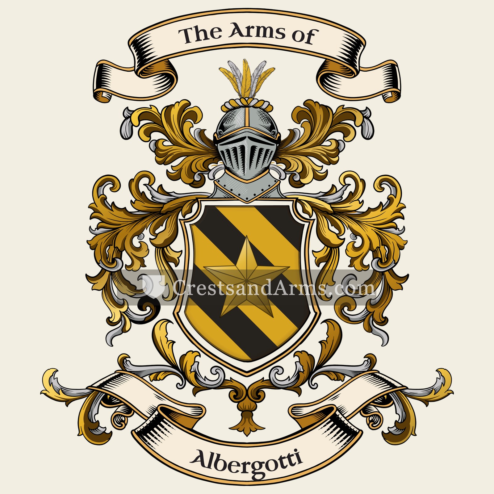 The Albergotti coat of arms, drawn from the recorded blazon