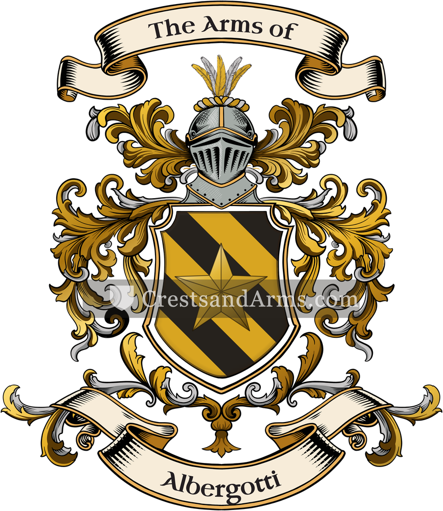 The Albergotti coat of arms, drawn from the recorded blazon