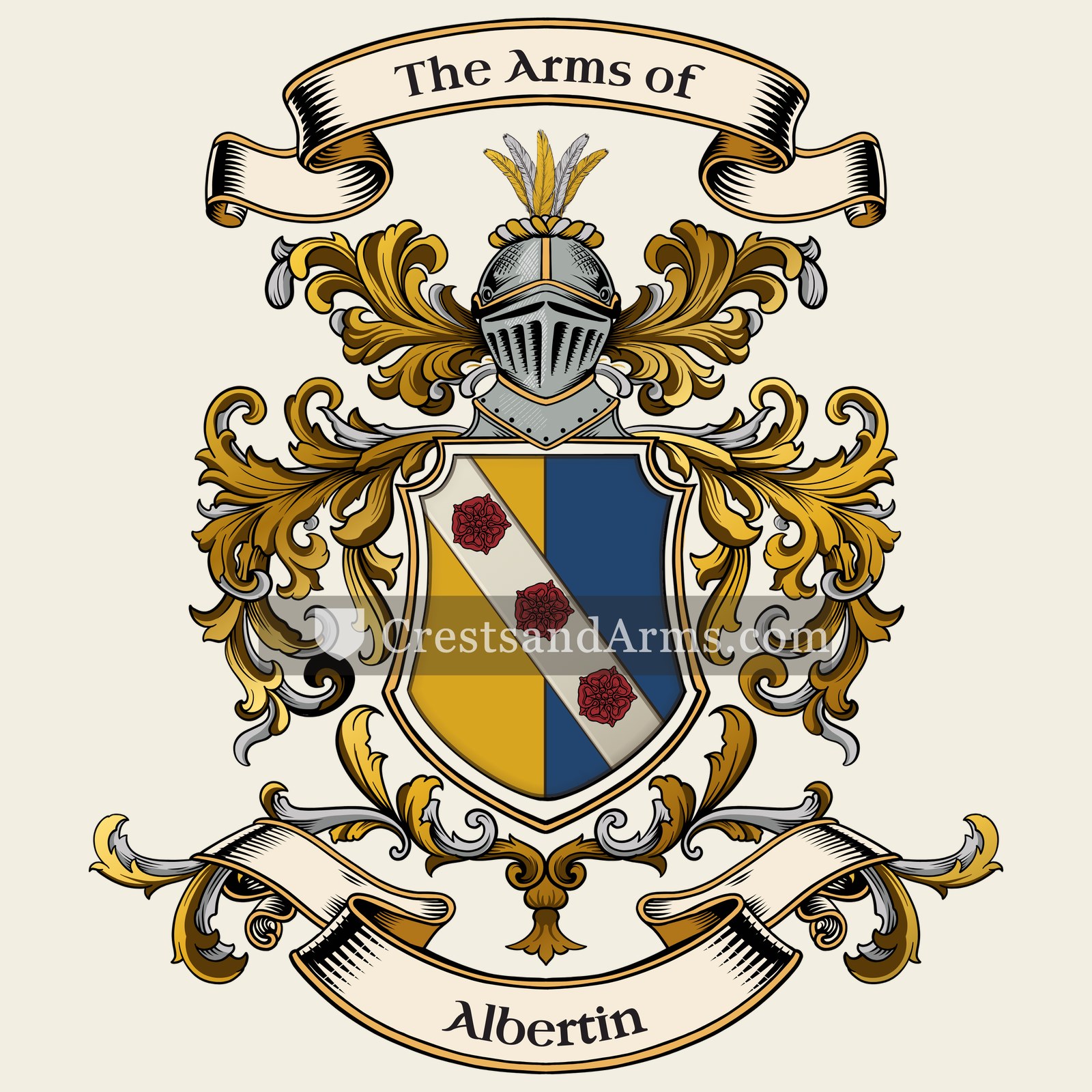 The Albertin coat of arms, drawn from the recorded blazon