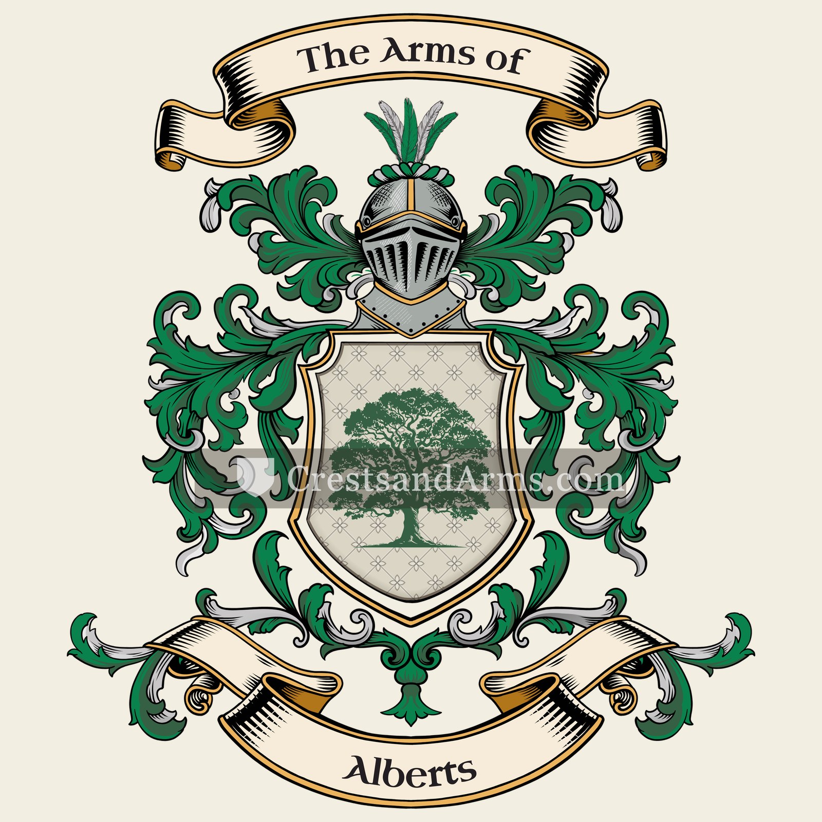 The Alberts coat of arms, drawn from the recorded blazon