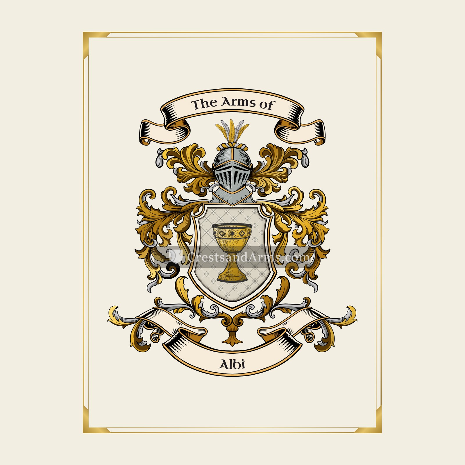 With gold border