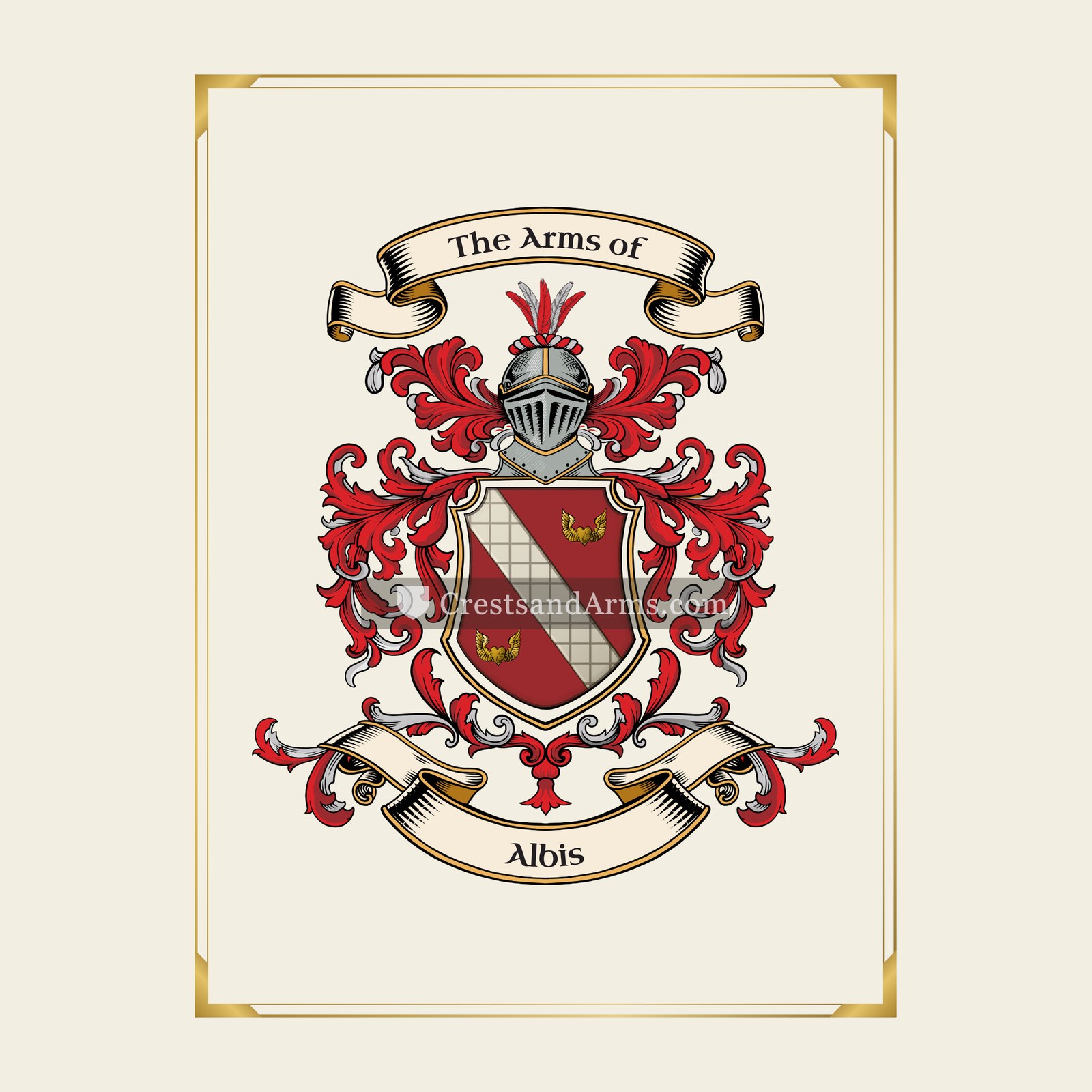 With gold border