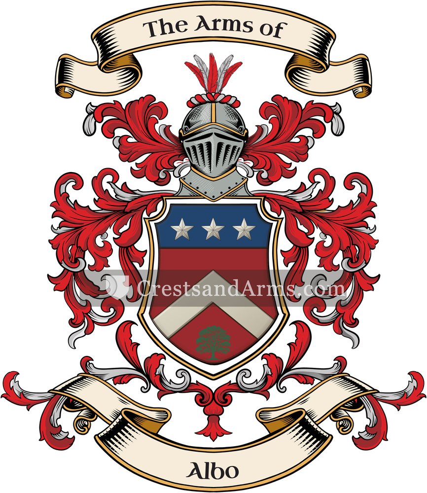 The Albo coat of arms, drawn from the recorded blazon