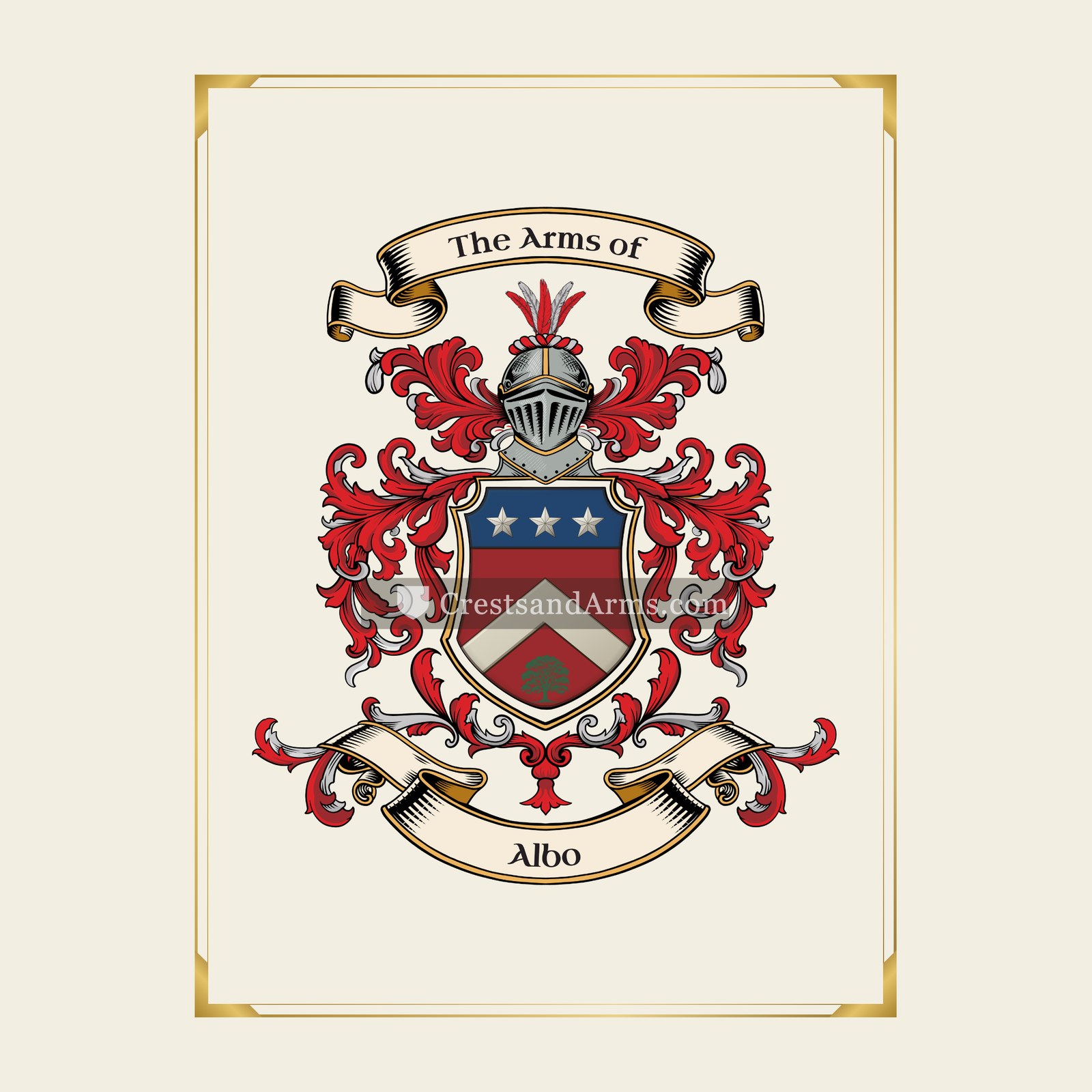 With gold border