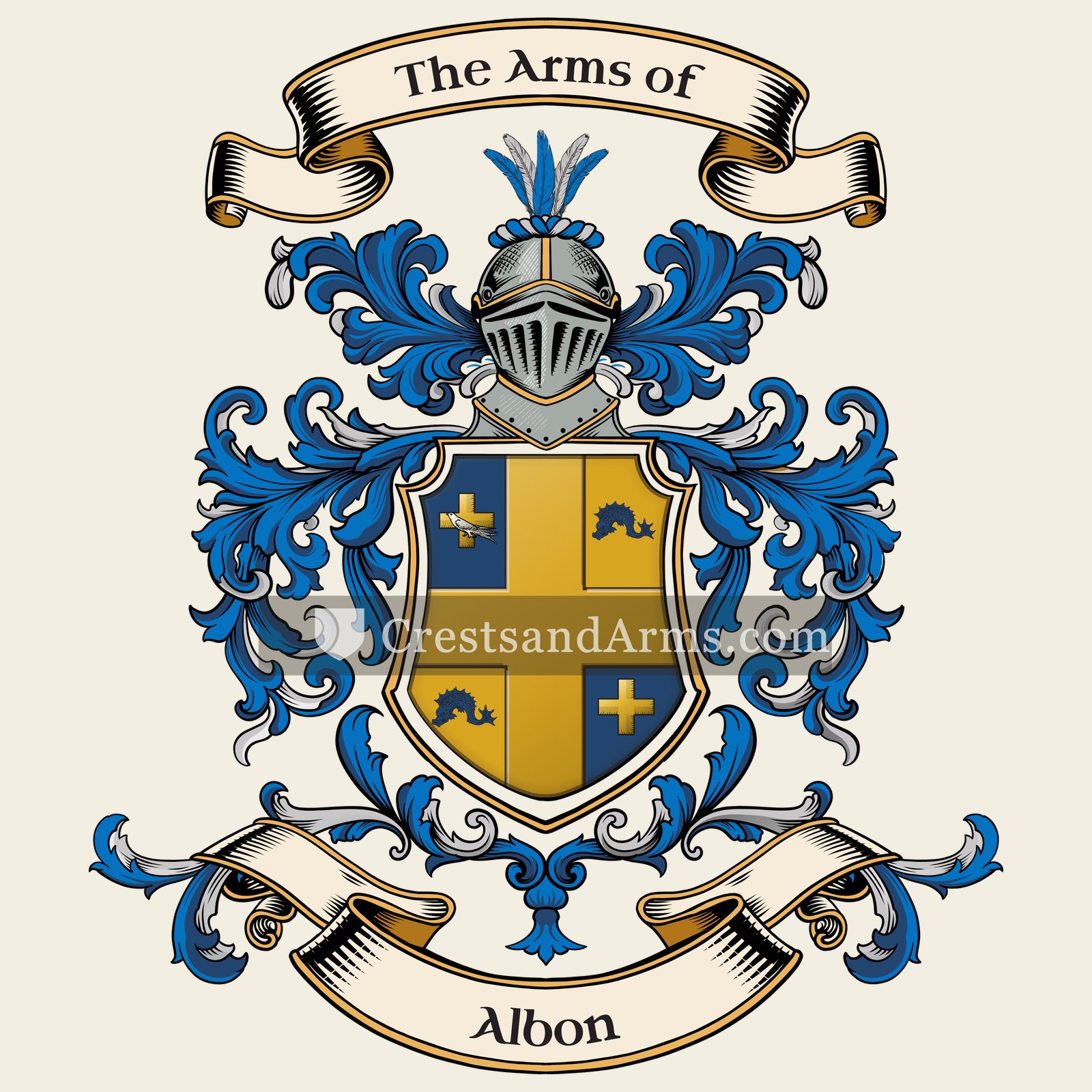 The Albon coat of arms, drawn from the recorded blazon